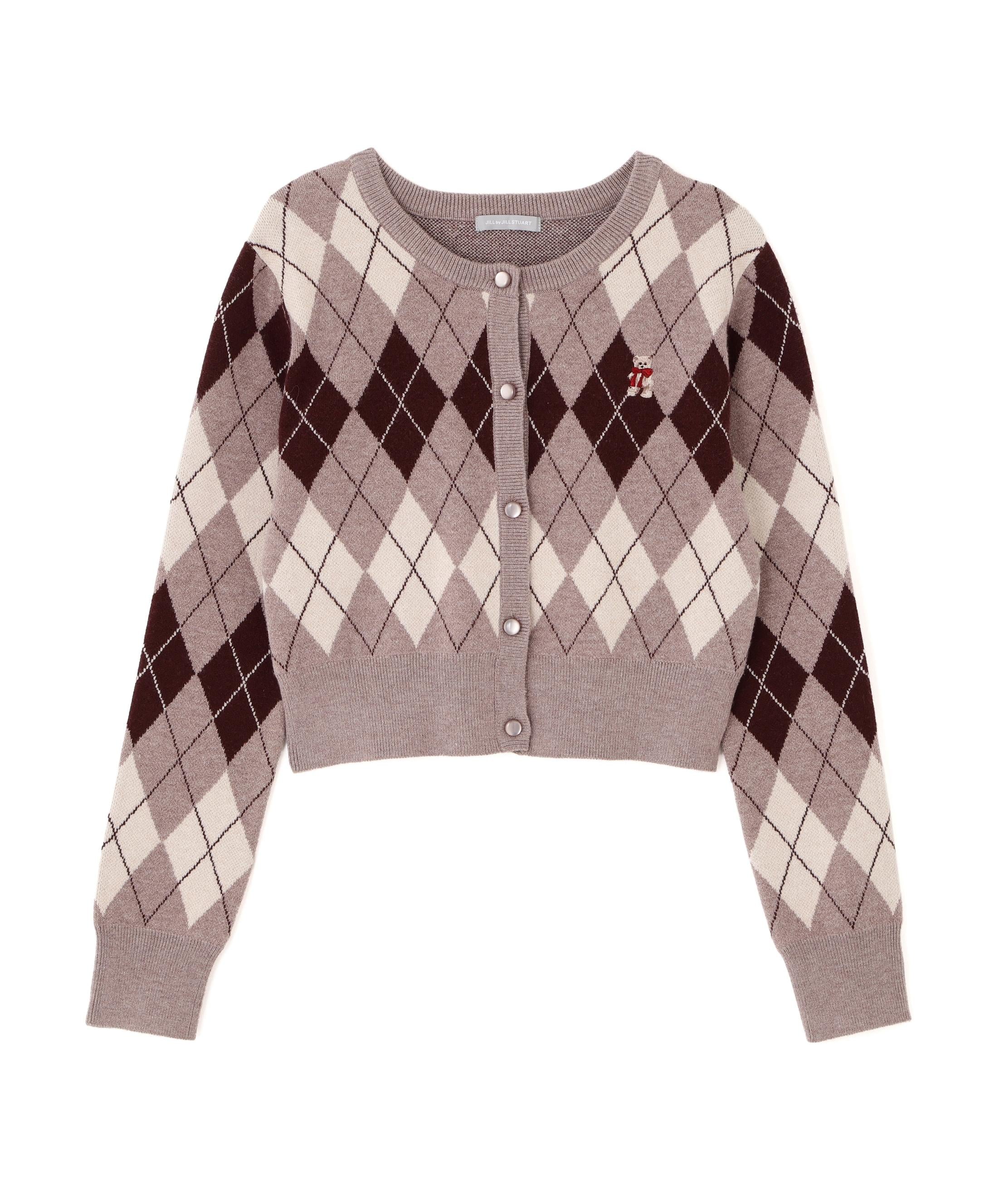 <BEARシリーズ>アーガイルカーディガン ブラウン