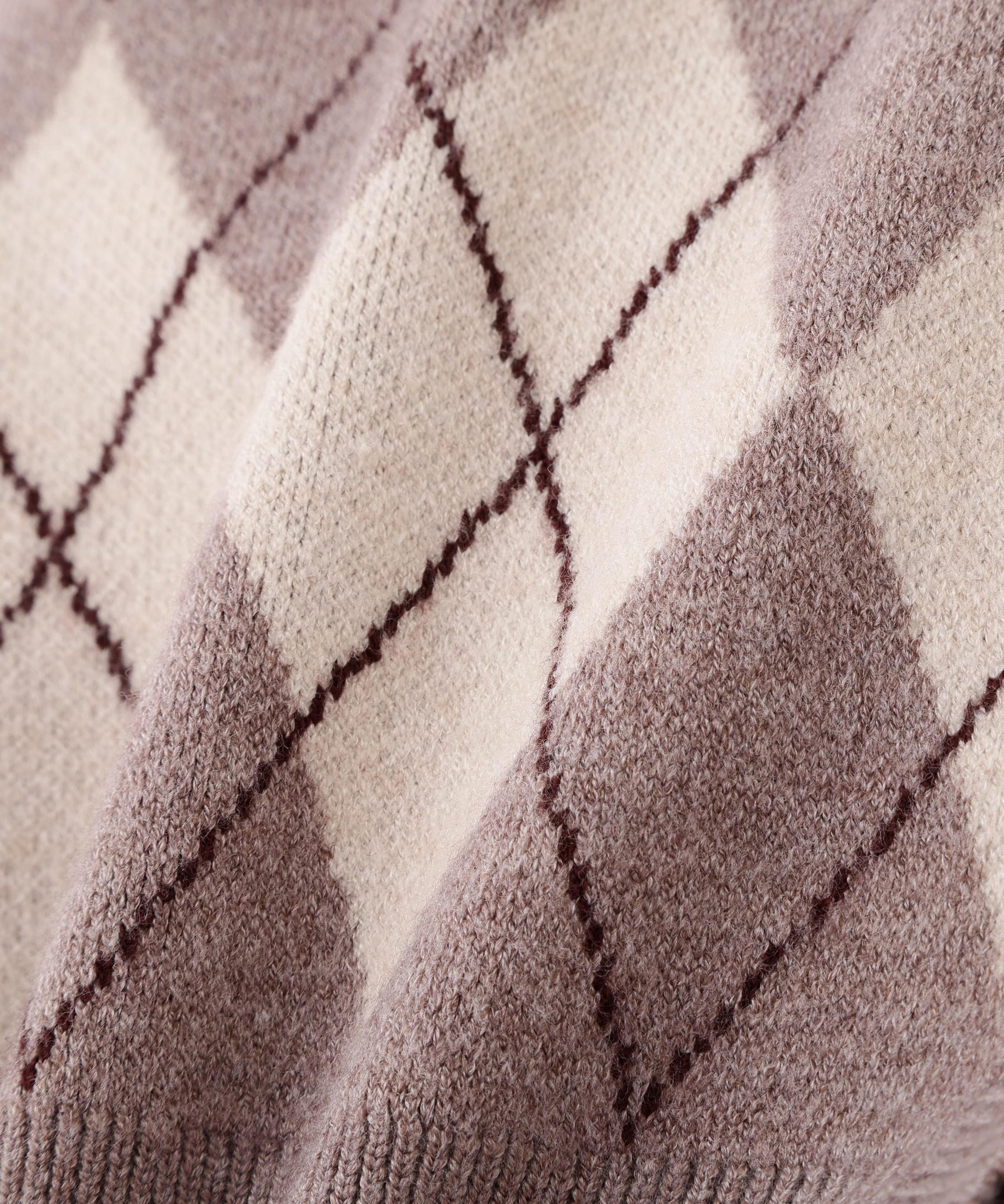 <BEARシリーズ>アーガイルカーディガン ブラウン