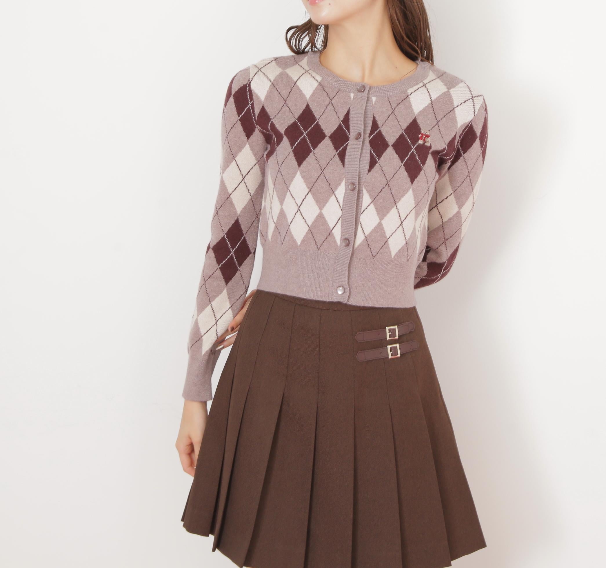 <BEARシリーズ>アーガイルカーディガン ブラウン