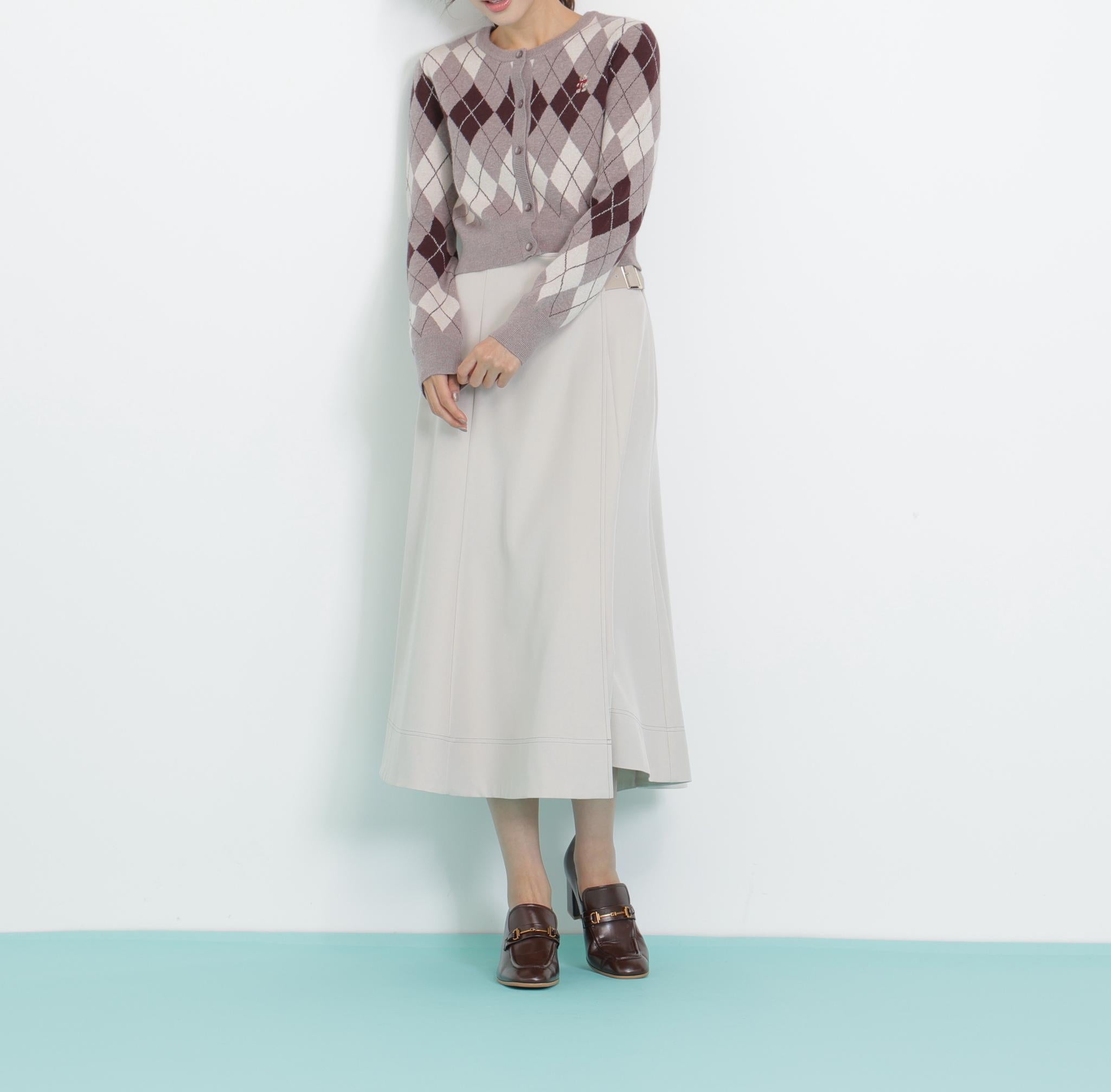 <BEARシリーズ>アーガイルカーディガン ブラウン