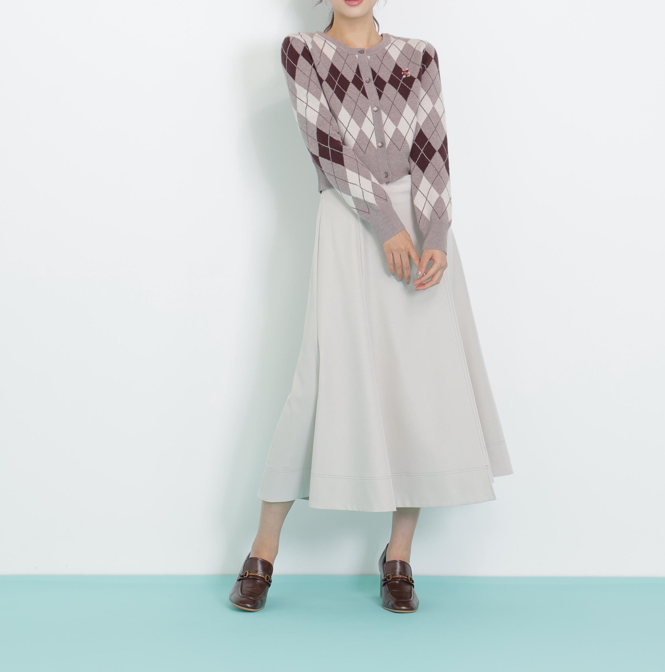 <BEARシリーズ>アーガイルカーディガン ブラウン