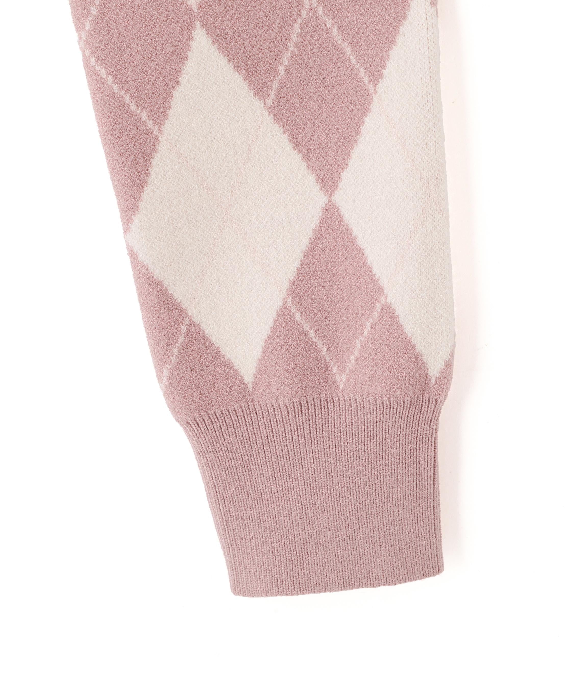 <BEARシリーズ>アーガイルカーディガン ピンク