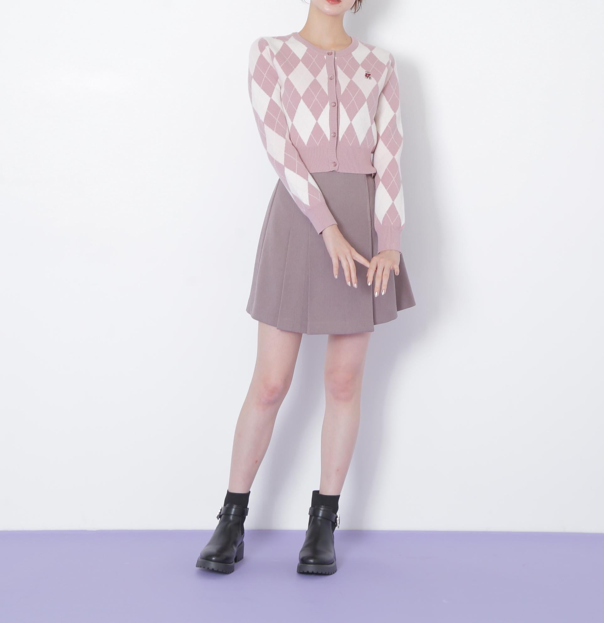 <BEARシリーズ>アーガイルカーディガン ピンク