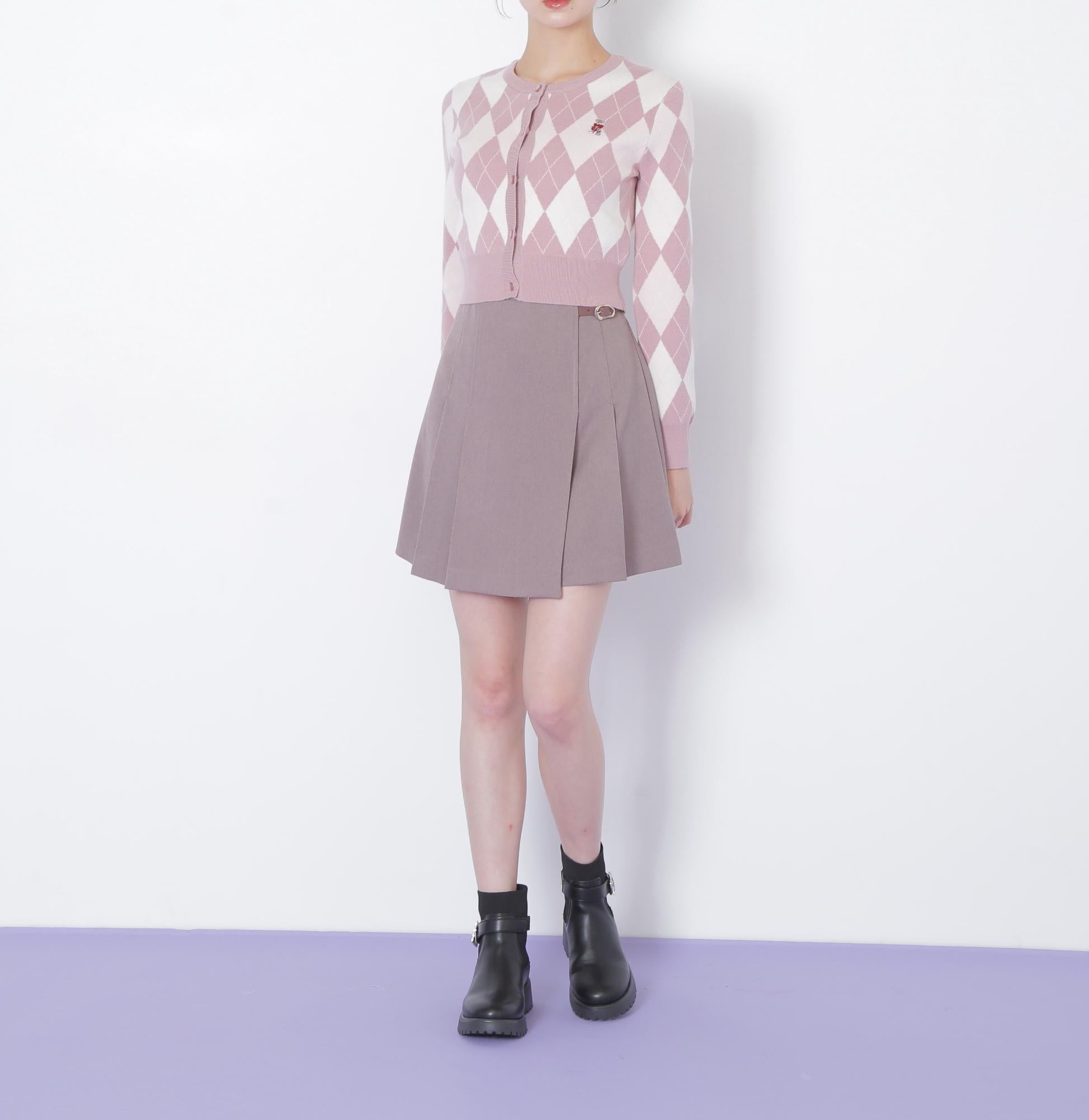 <BEARシリーズ>アーガイルカーディガン ピンク