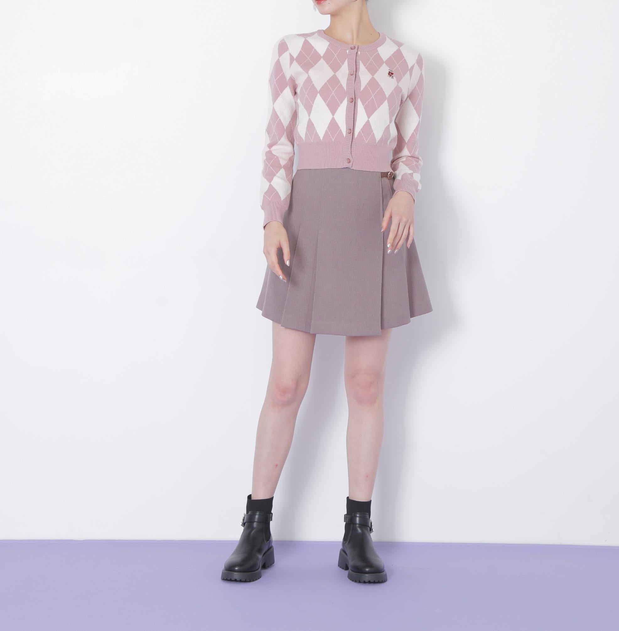 <BEARシリーズ>アーガイルカーディガン ピンク