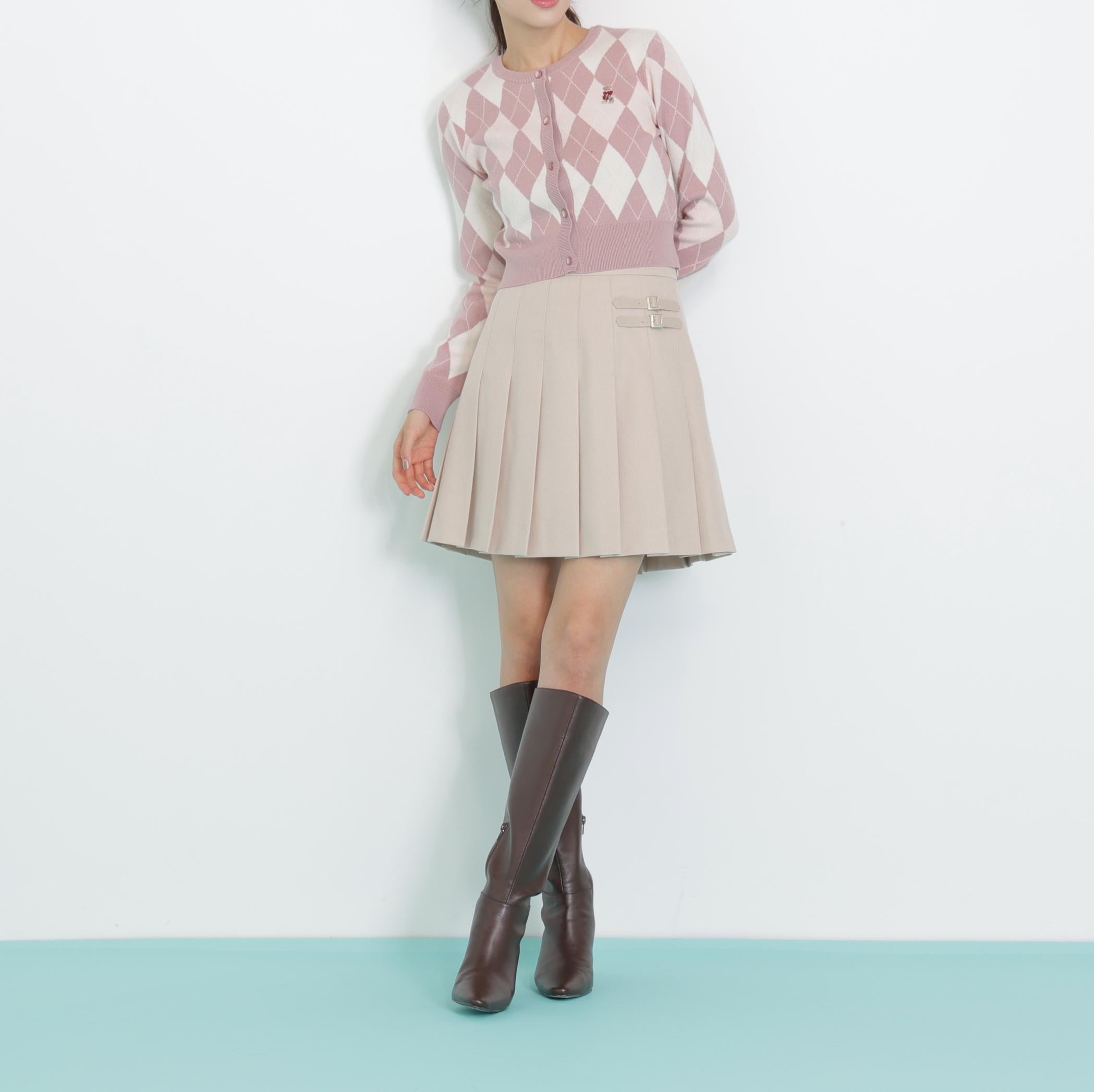 <BEARシリーズ>アーガイルカーディガン ピンク