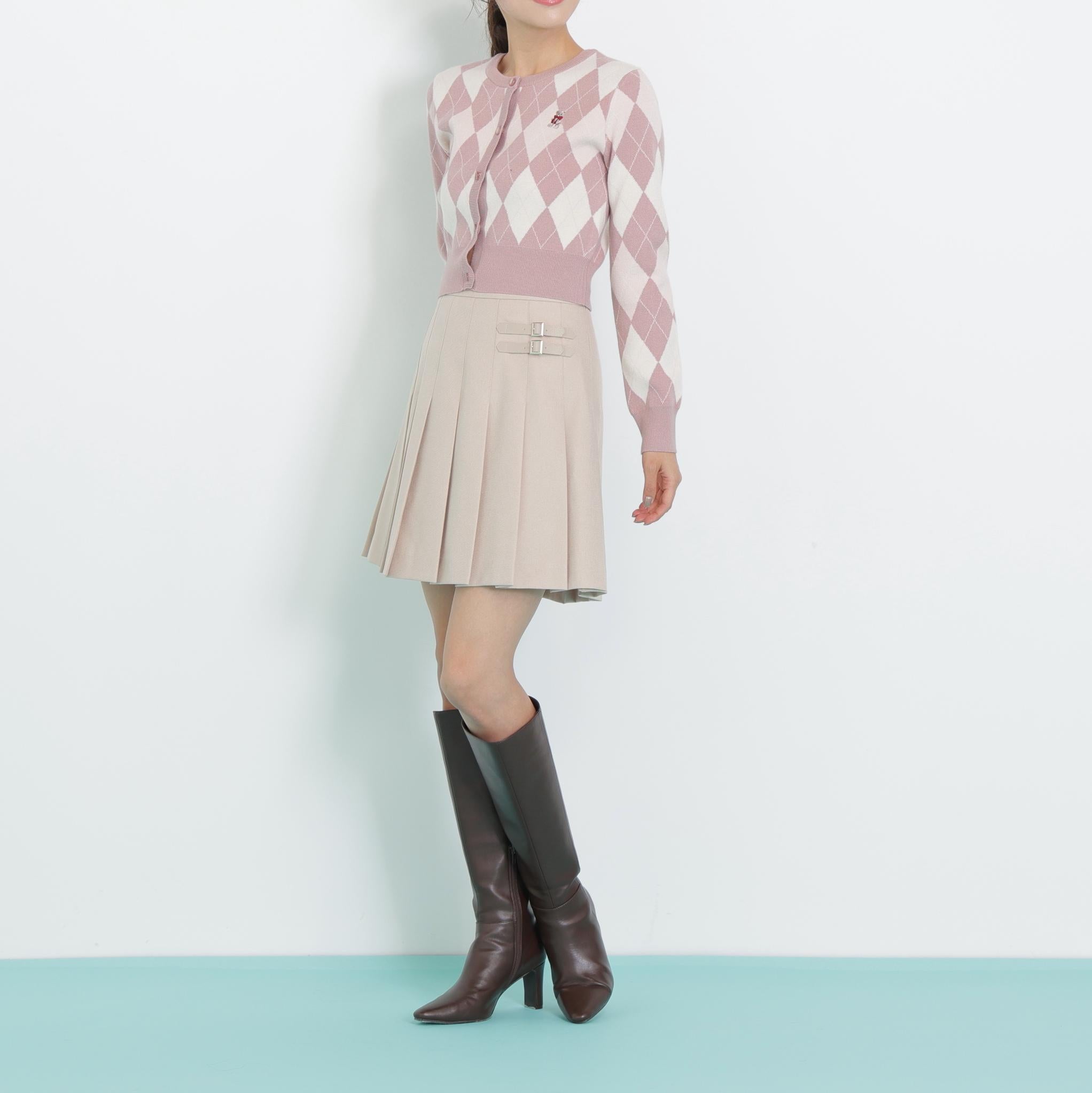 <BEARシリーズ>アーガイルカーディガン ピンク