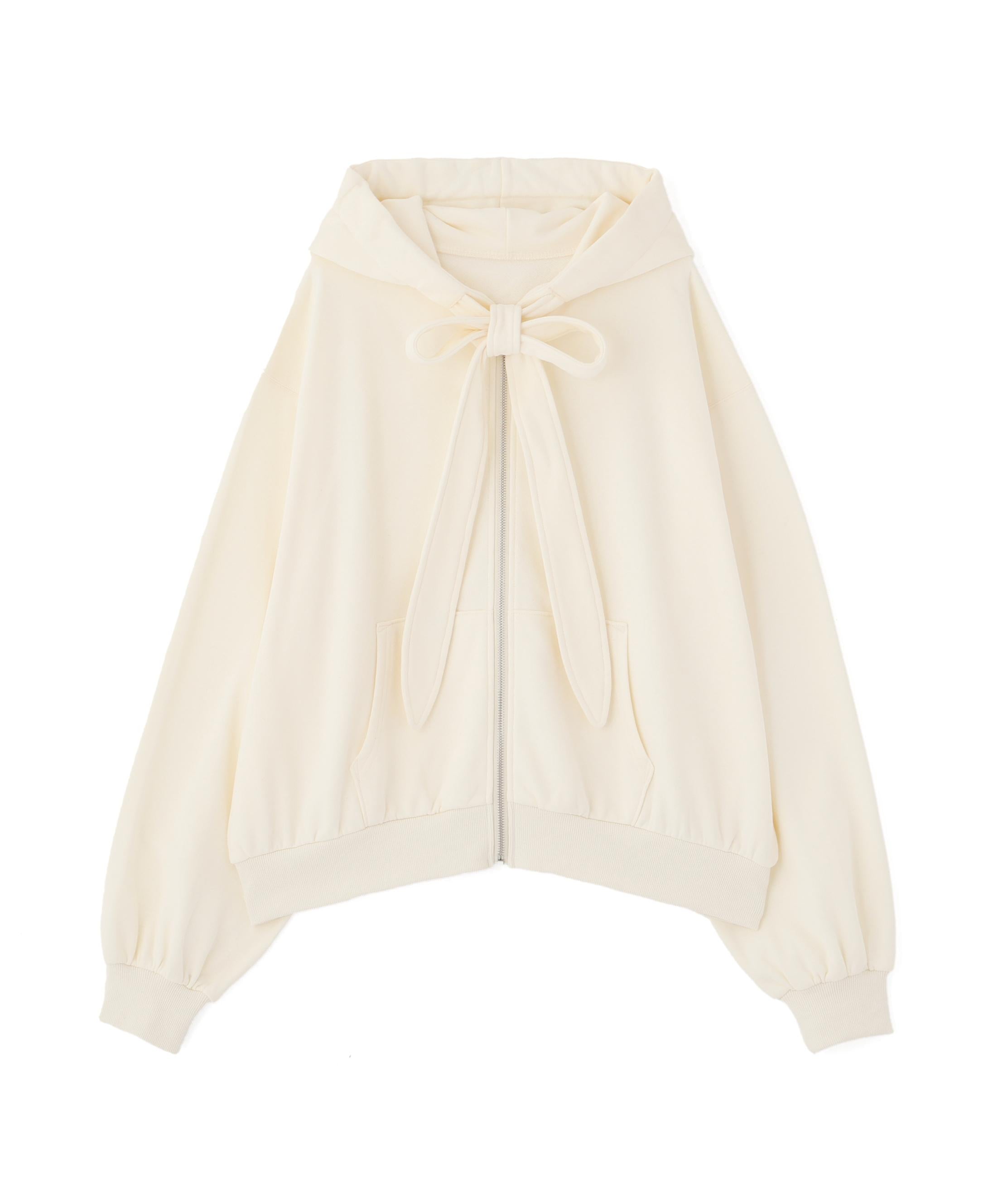 起毛ビッグリボンジップパーカー オフ