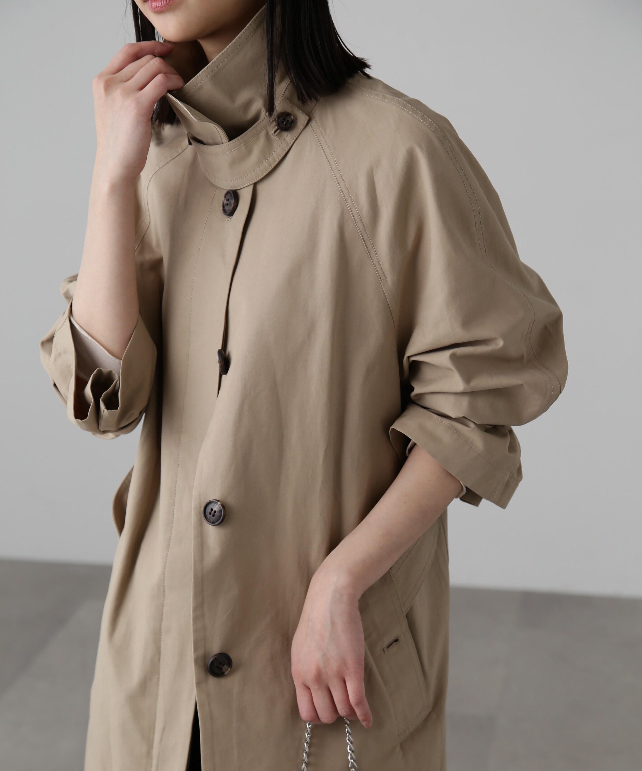 2wayスタンドカラーコート ベージュ1