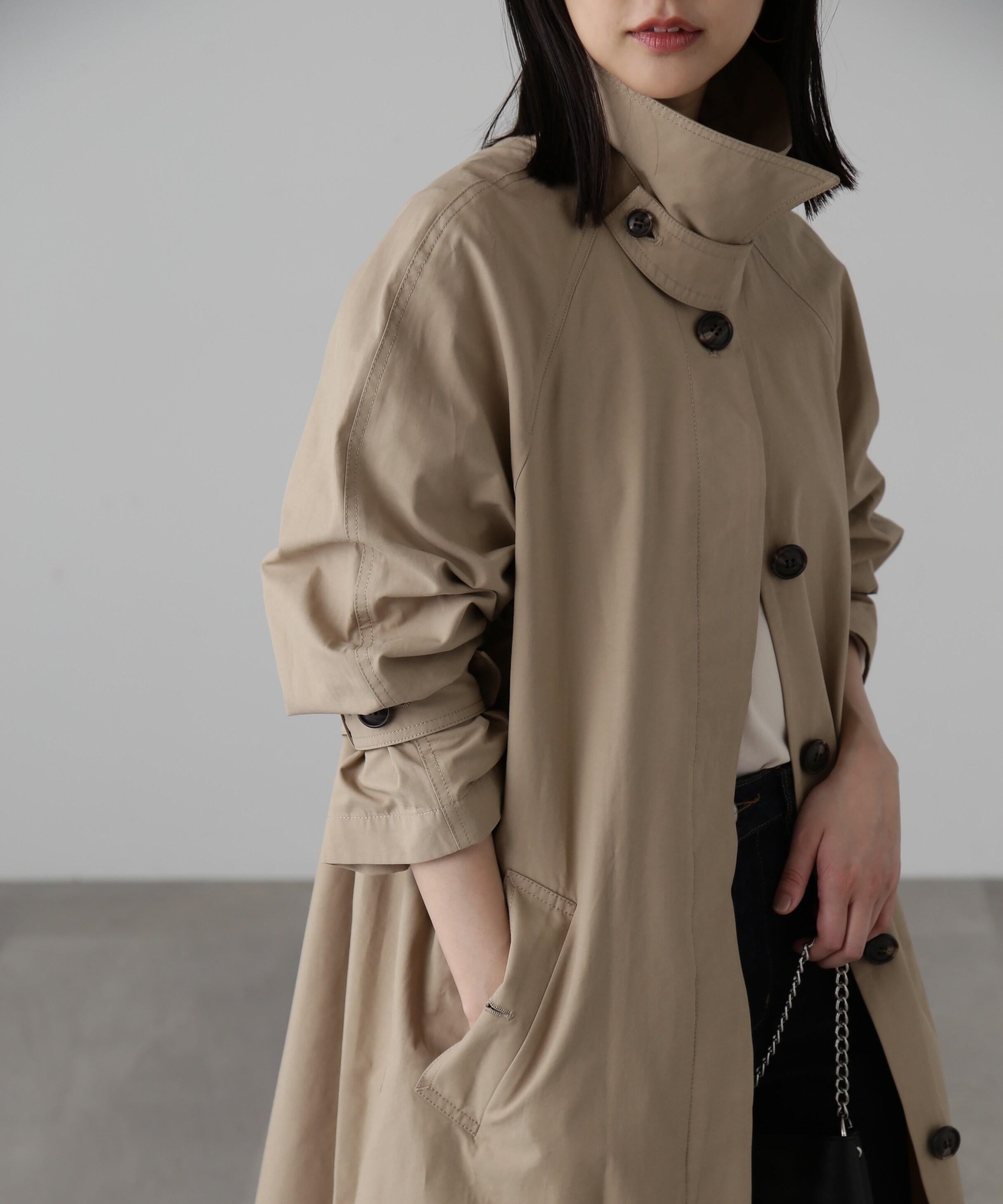 2wayスタンドカラーコート ベージュ1