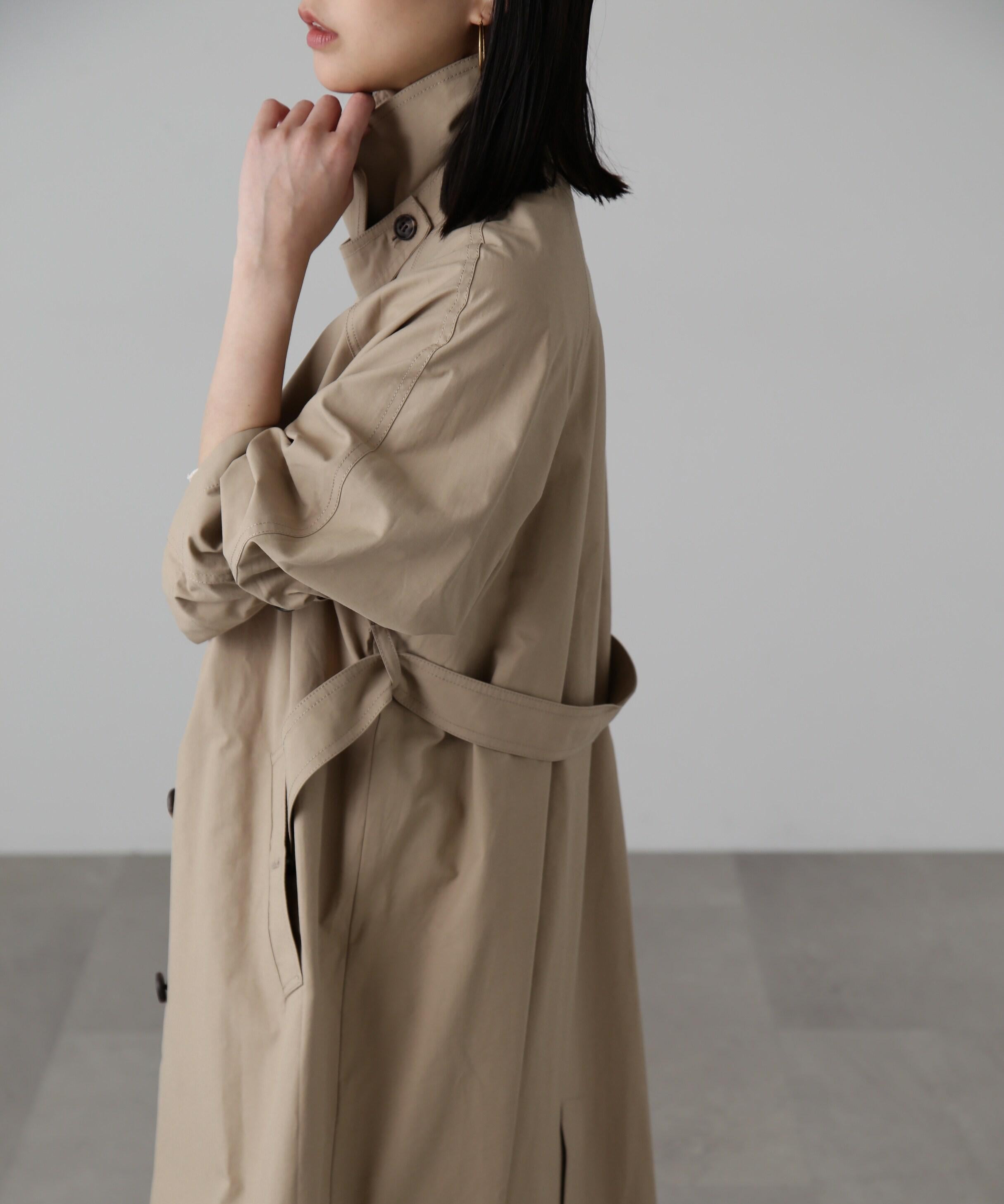 2wayスタンドカラーコート ベージュ1