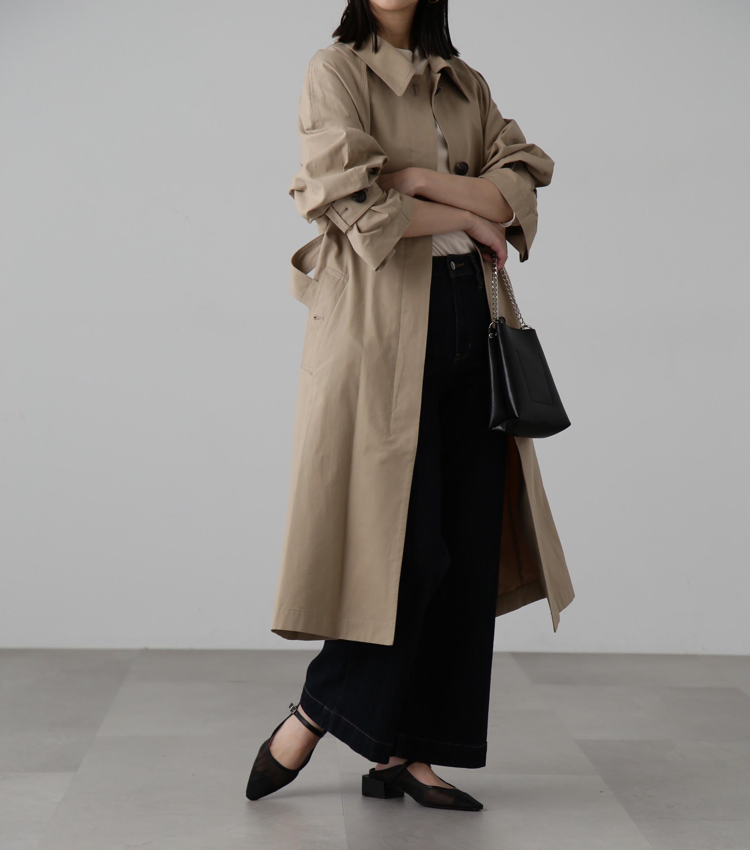 2wayスタンドカラーコート ベージュ1