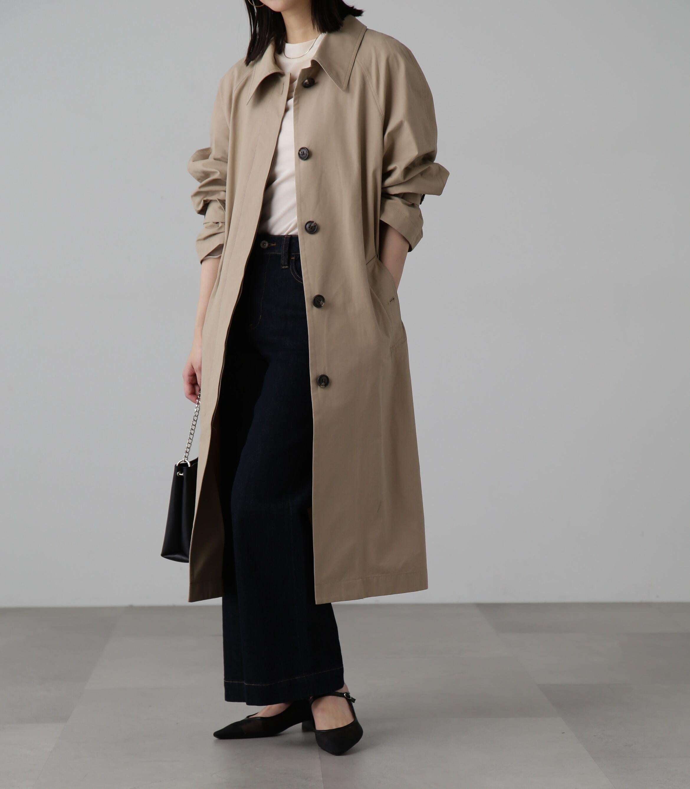 2wayスタンドカラーコート ベージュ1