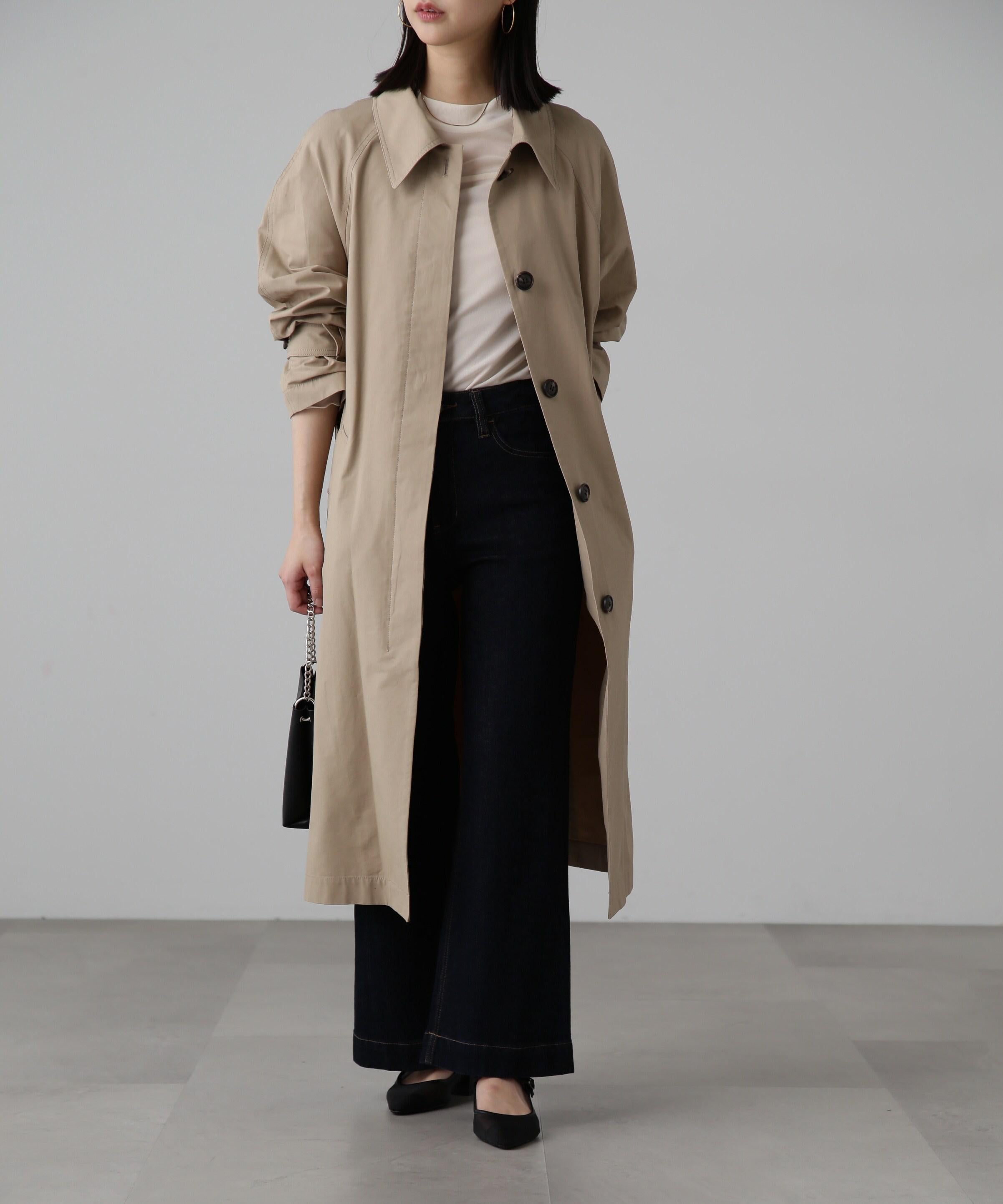 2wayスタンドカラーコート ベージュ1
