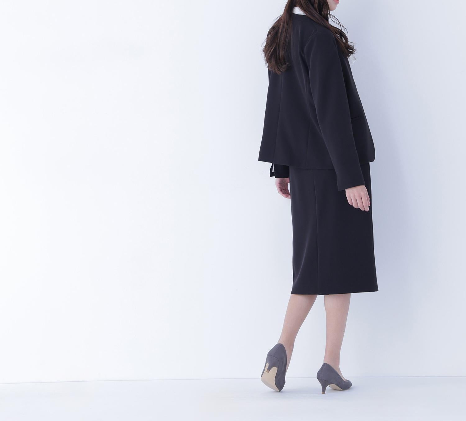 ダブルクロスストレッチ SETUP ノーカラージャケット ブラック