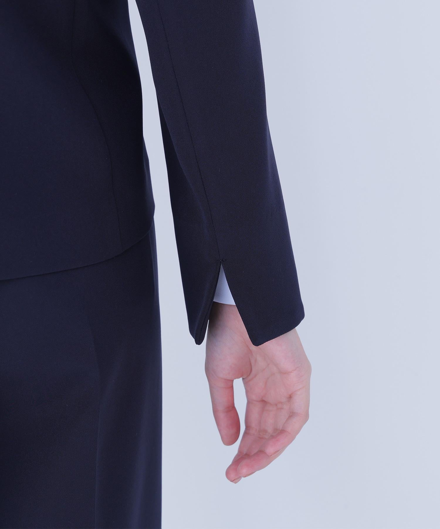 ダブルクロスストレッチ SETUP ノーカラージャケット ネイビー