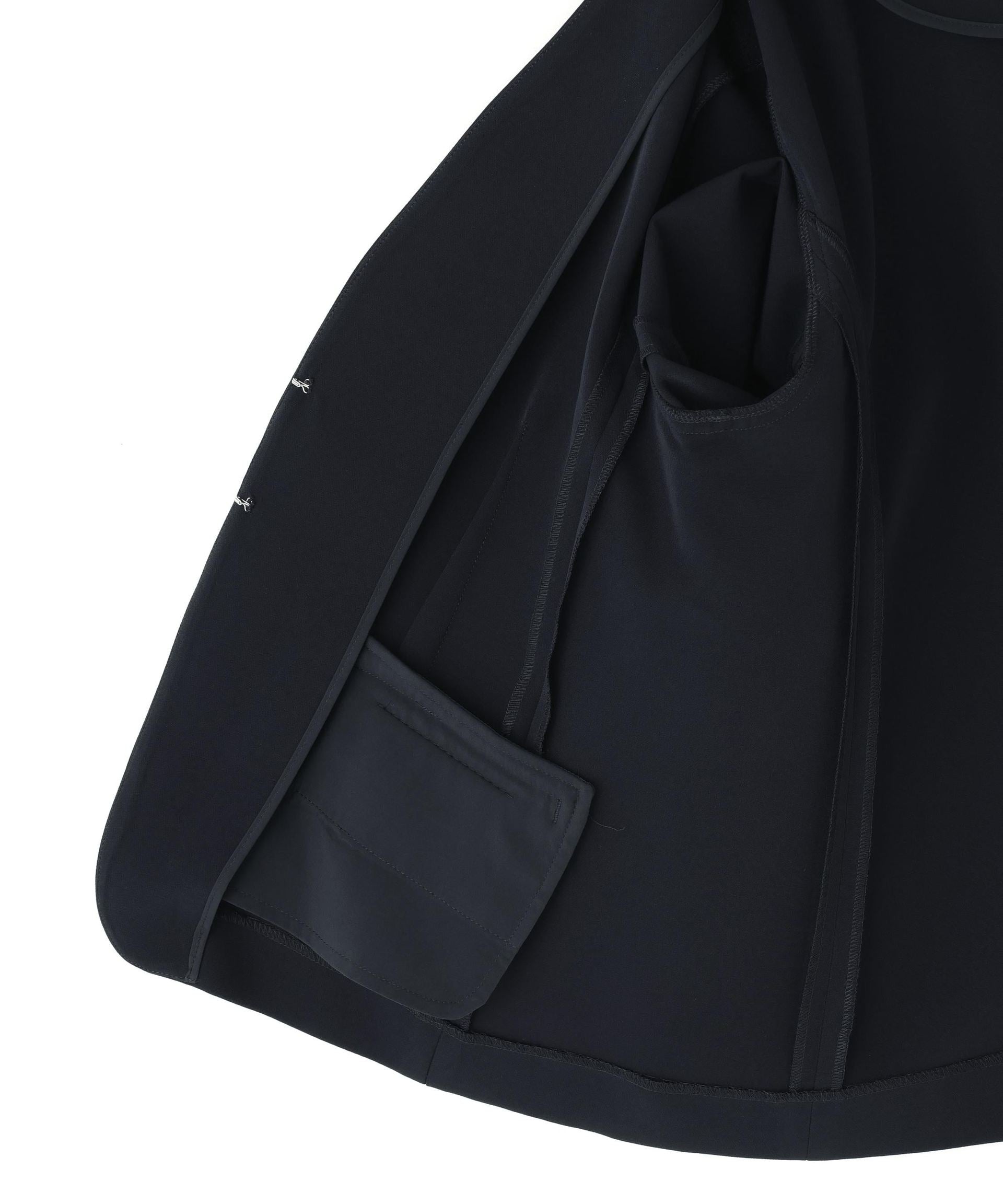 ダブルクロスストレッチ SETUP ノーカラージャケット ネイビー