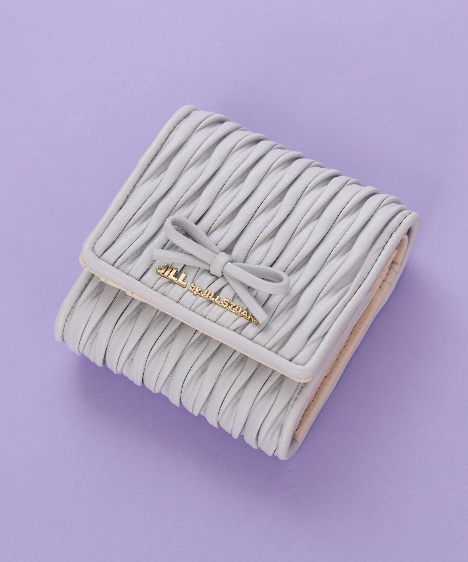 ミニリボンパフィフラップウォレット ブルー