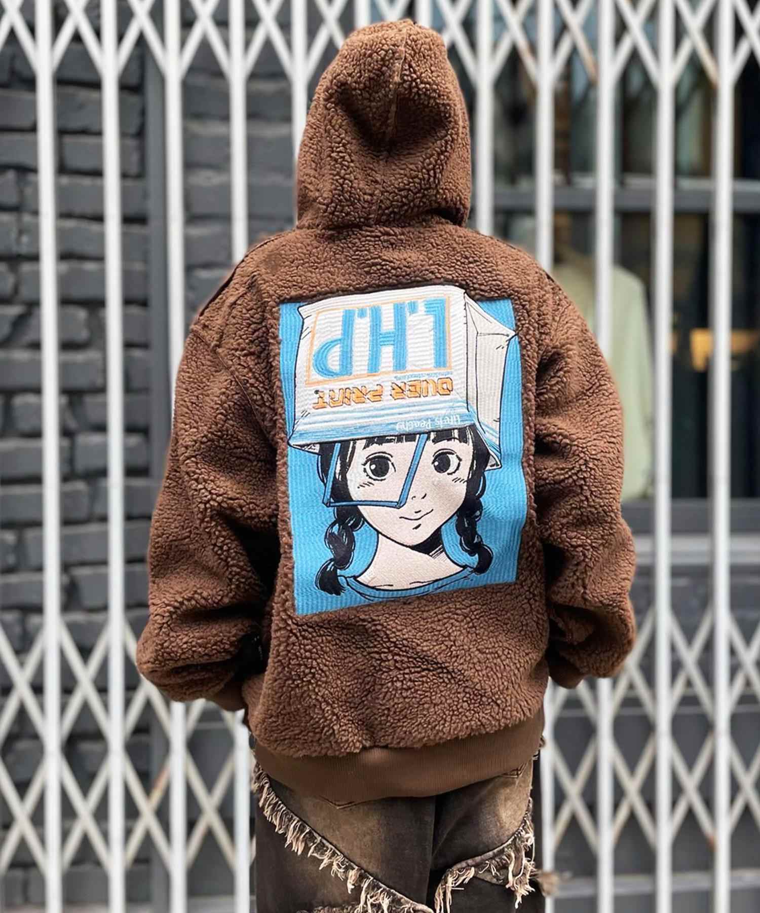 overprint/オーバープリント/SHOPPER Bonding Boa Hoodie ブラウン