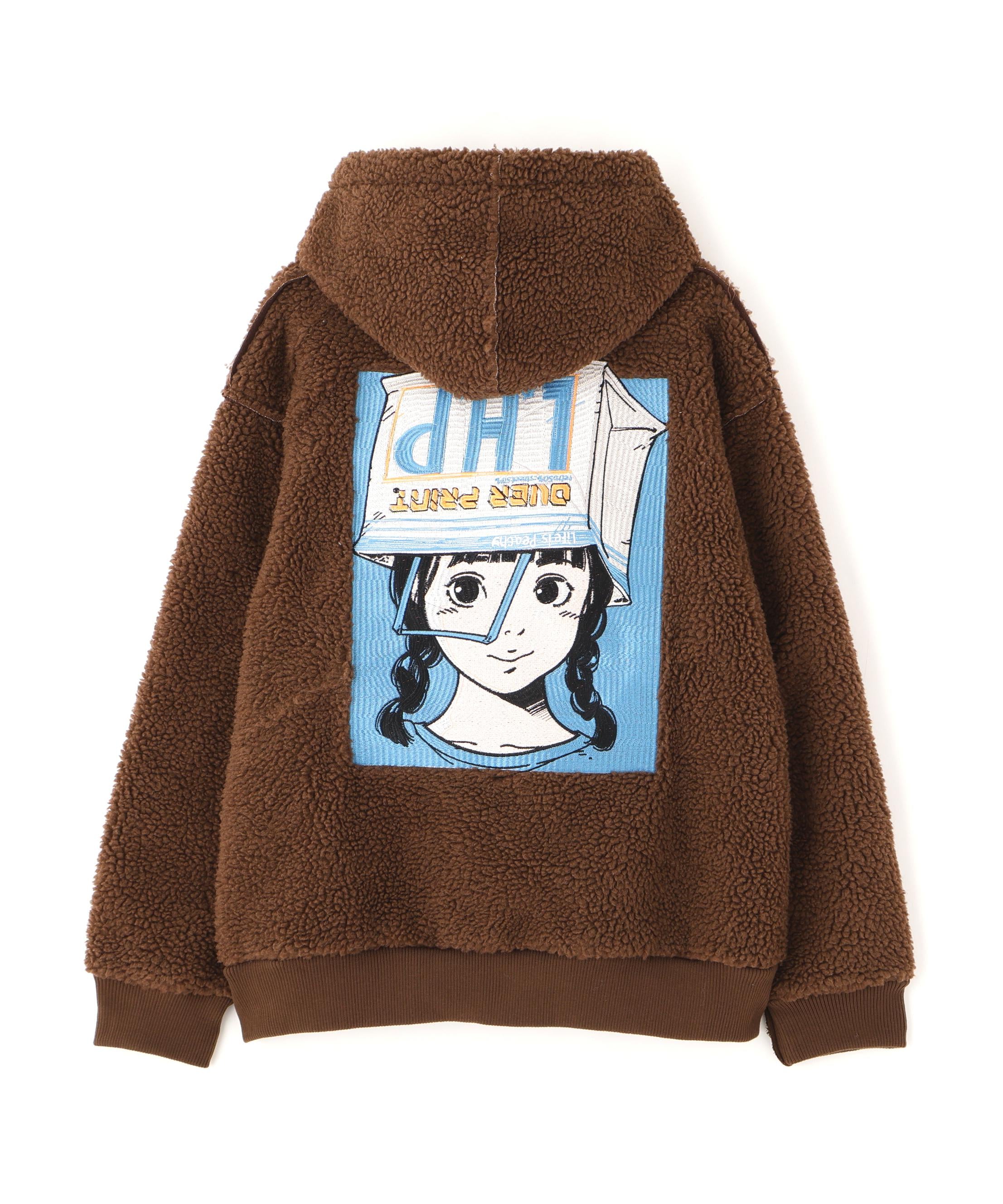 overprint/オーバープリント/SHOPPER Bonding Boa Hoodie ブラウン