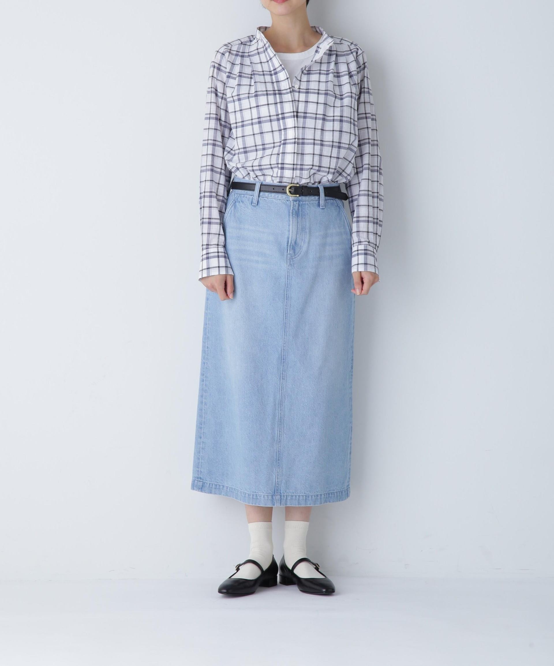 ◆ストレートデニムスカート ブルー
