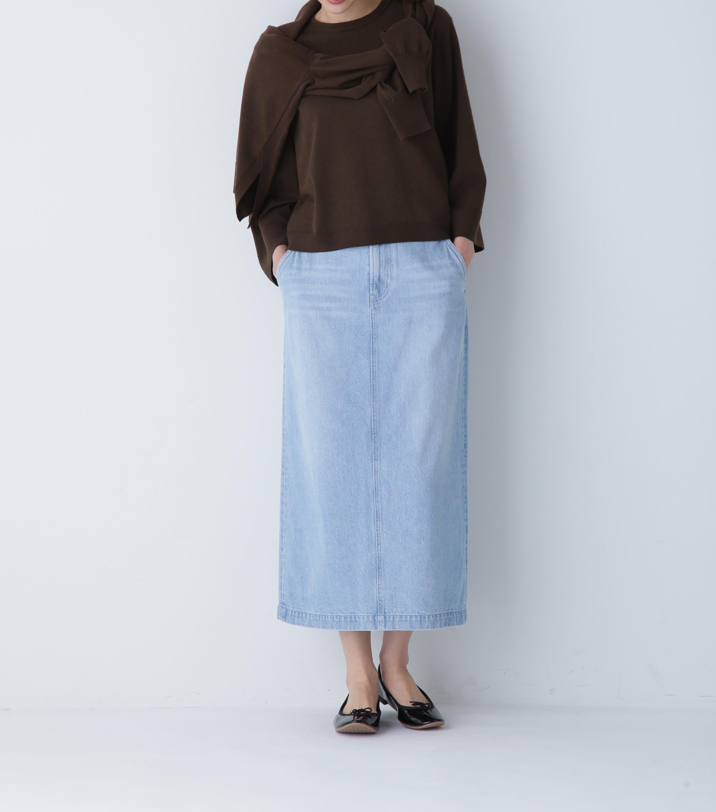 ◆ストレートデニムスカート ブルー