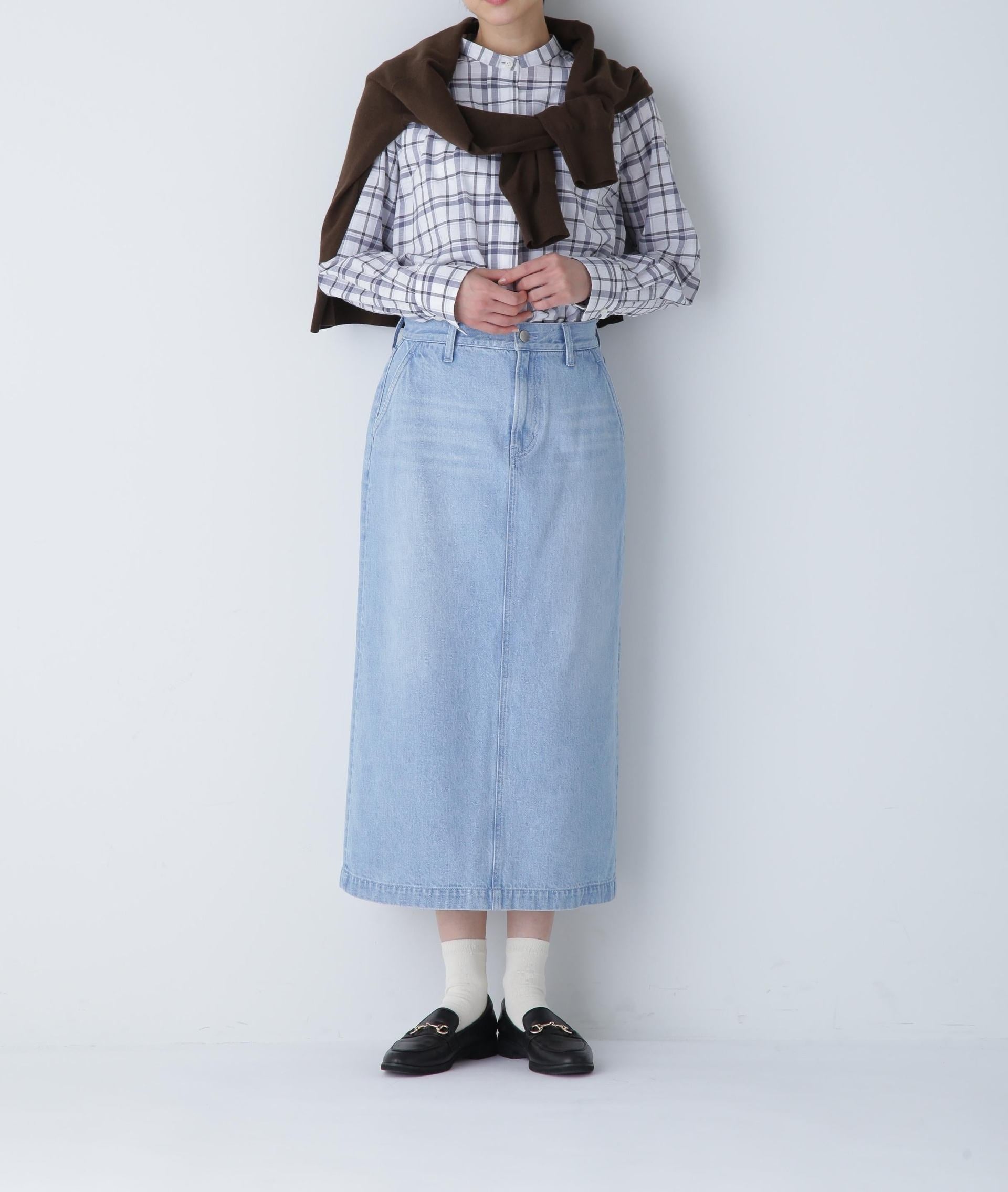 ◆ストレートデニムスカート ブルー