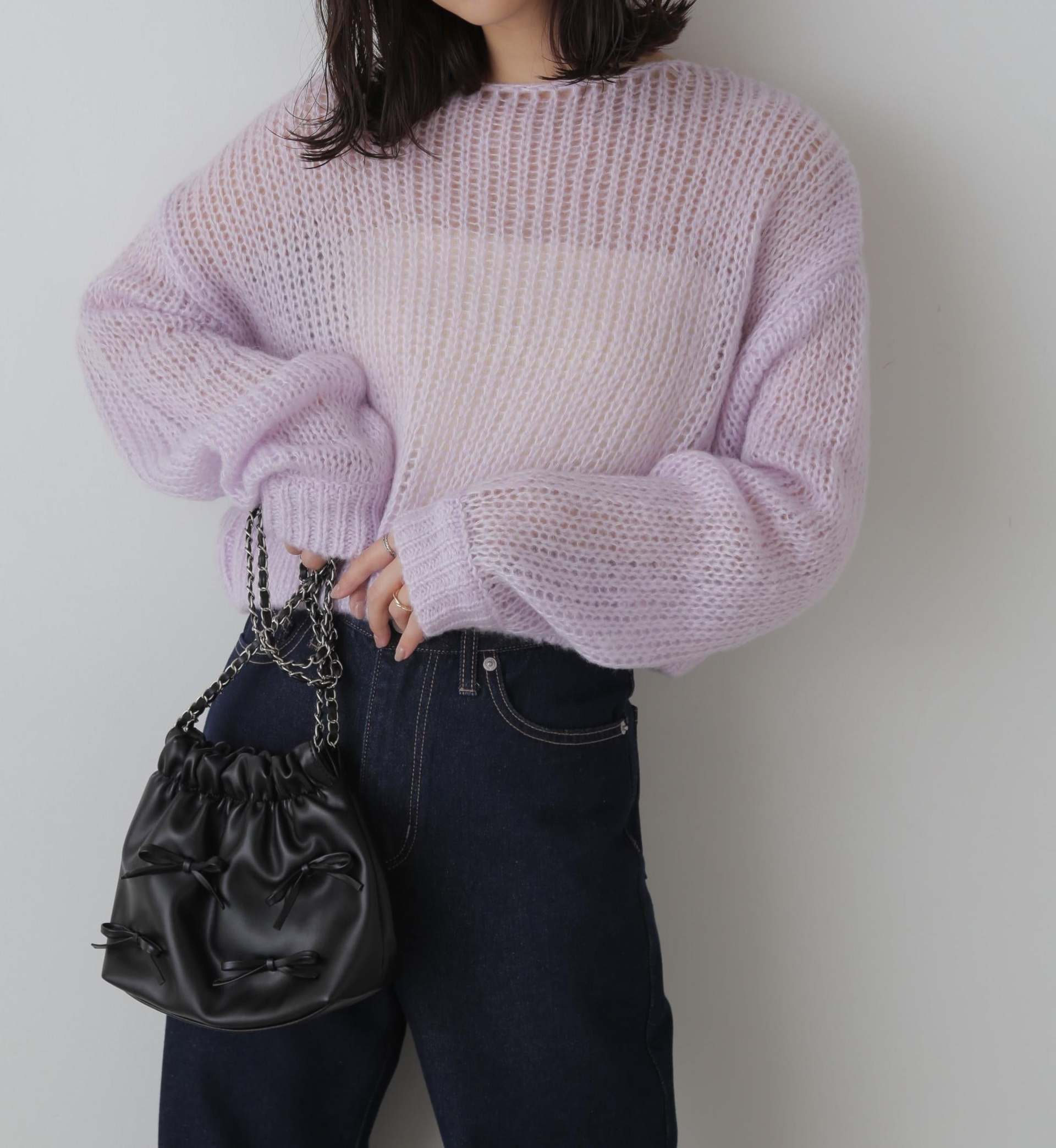 シアーモヘヤライクニット パープル