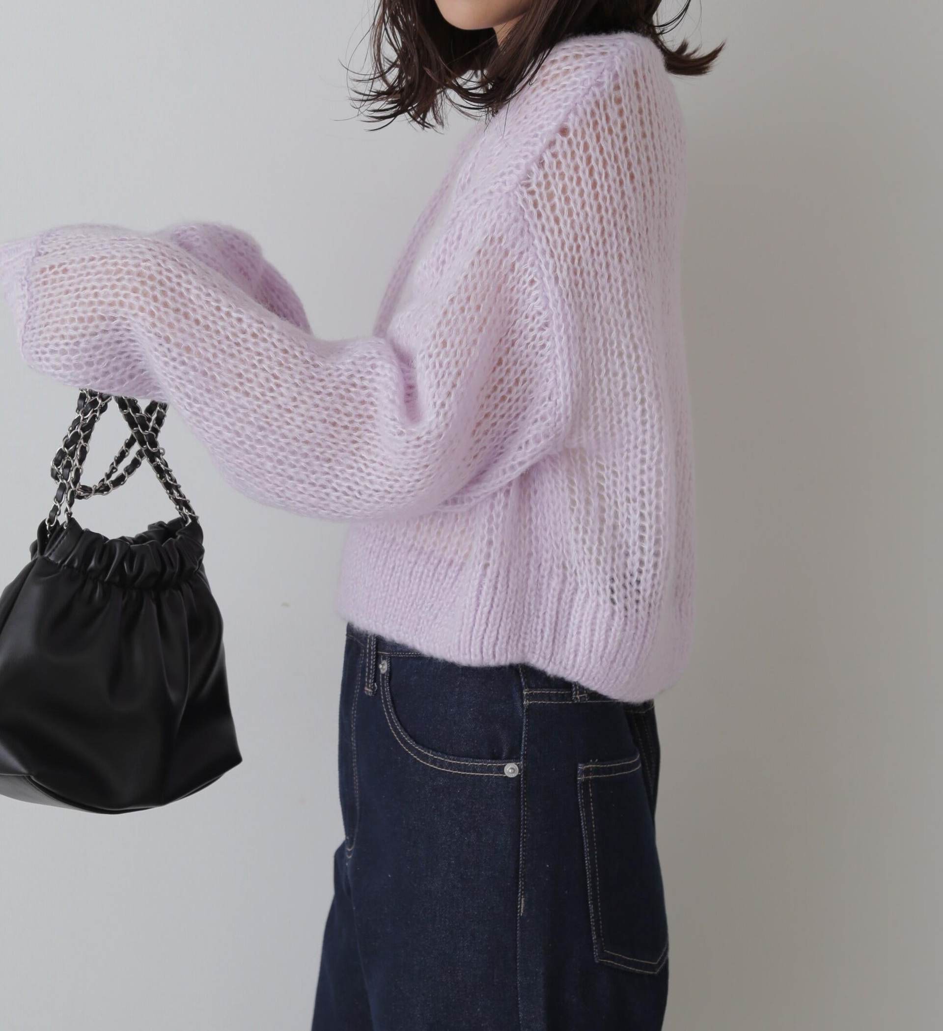 シアーモヘヤライクニット パープル