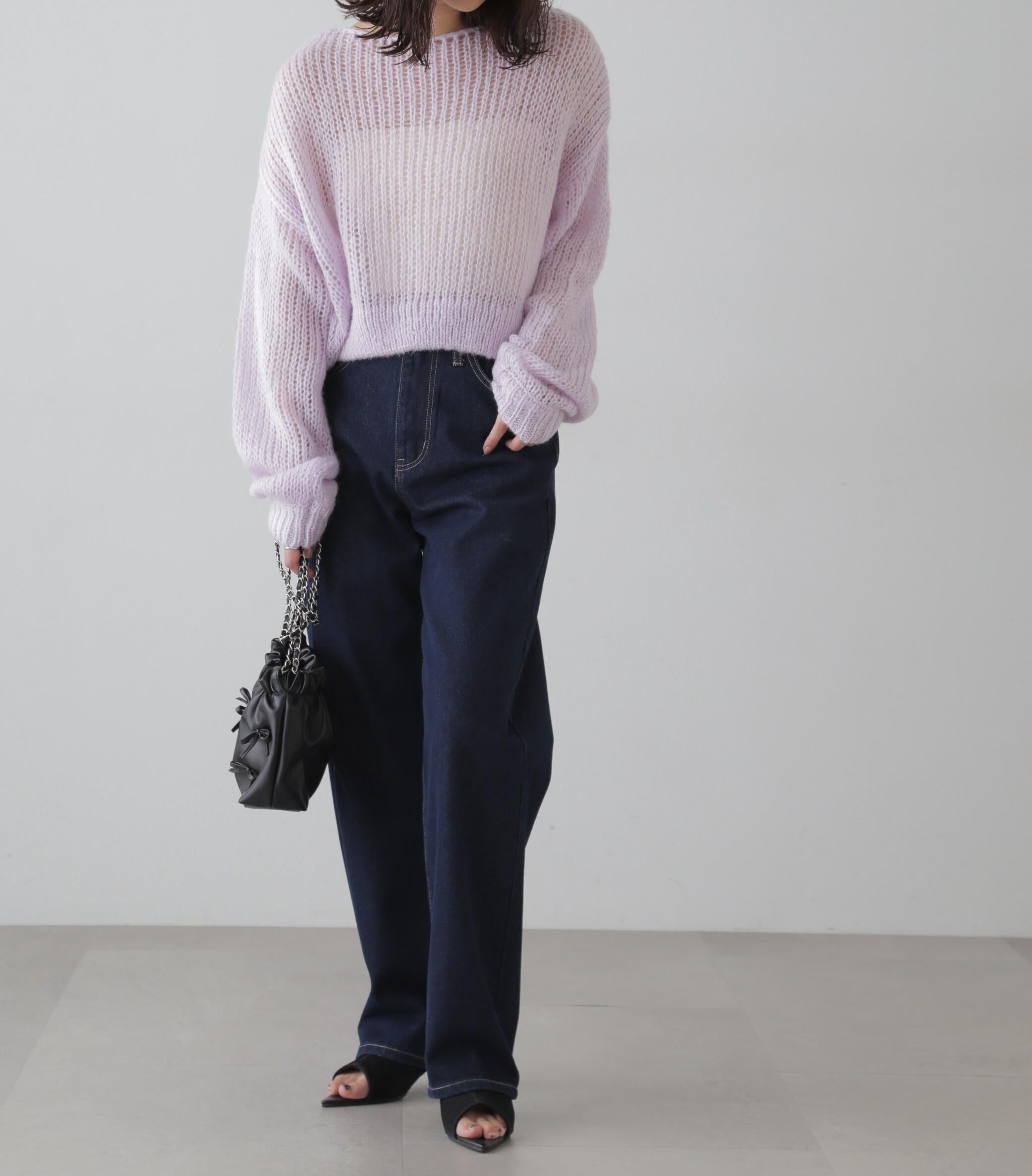 シアーモヘヤライクニット パープル