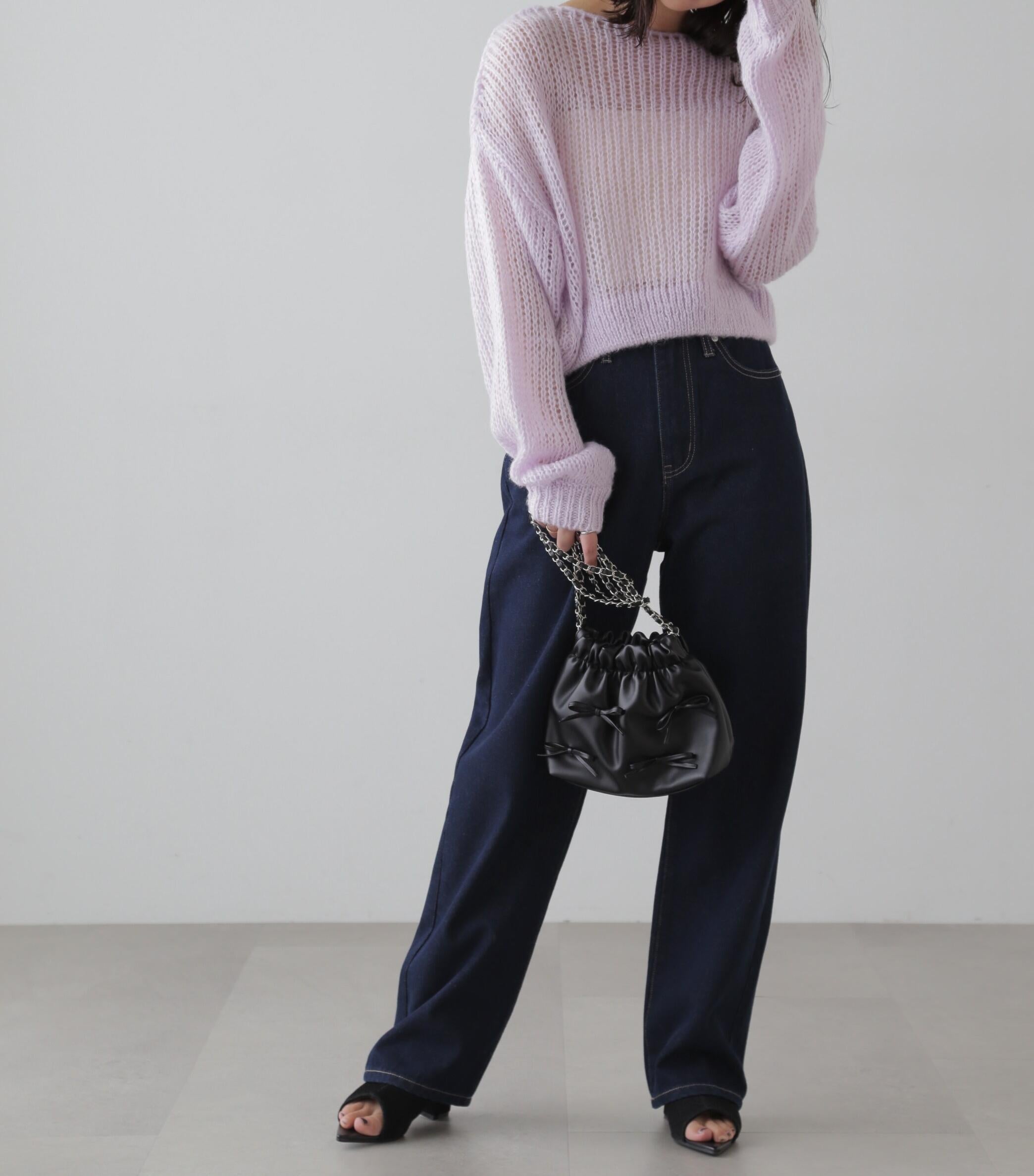 シアーモヘヤライクニット パープル