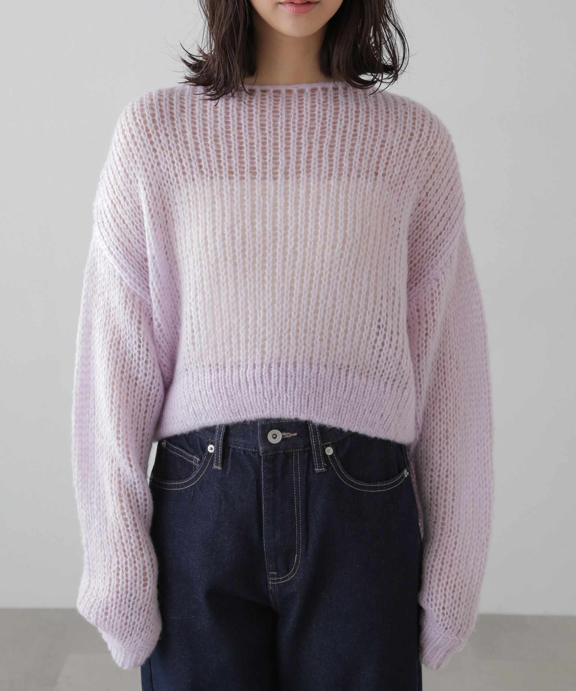 シアーモヘヤライクニット パープル