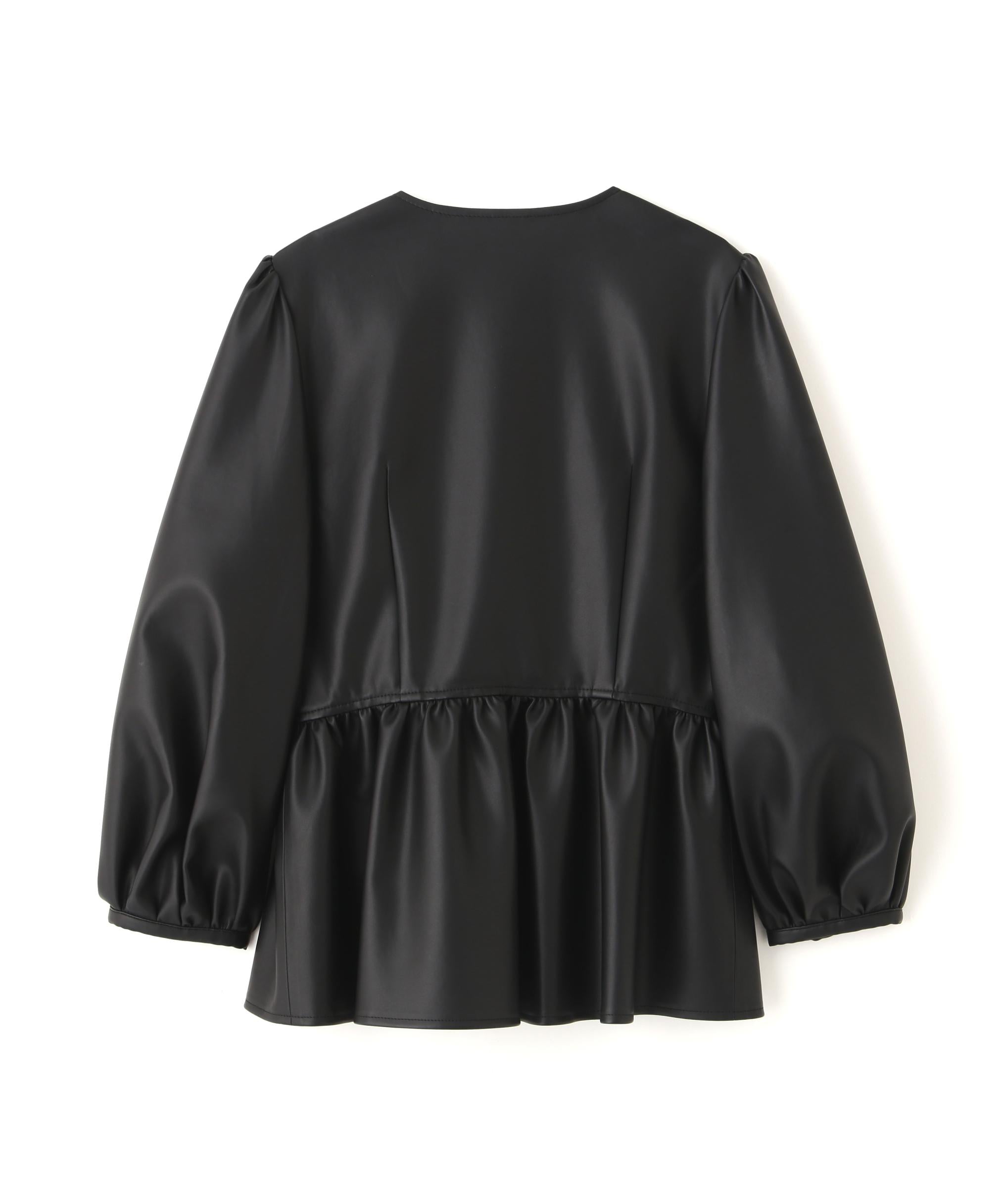 ◆フォーレザーペプラムブラウス ブラック