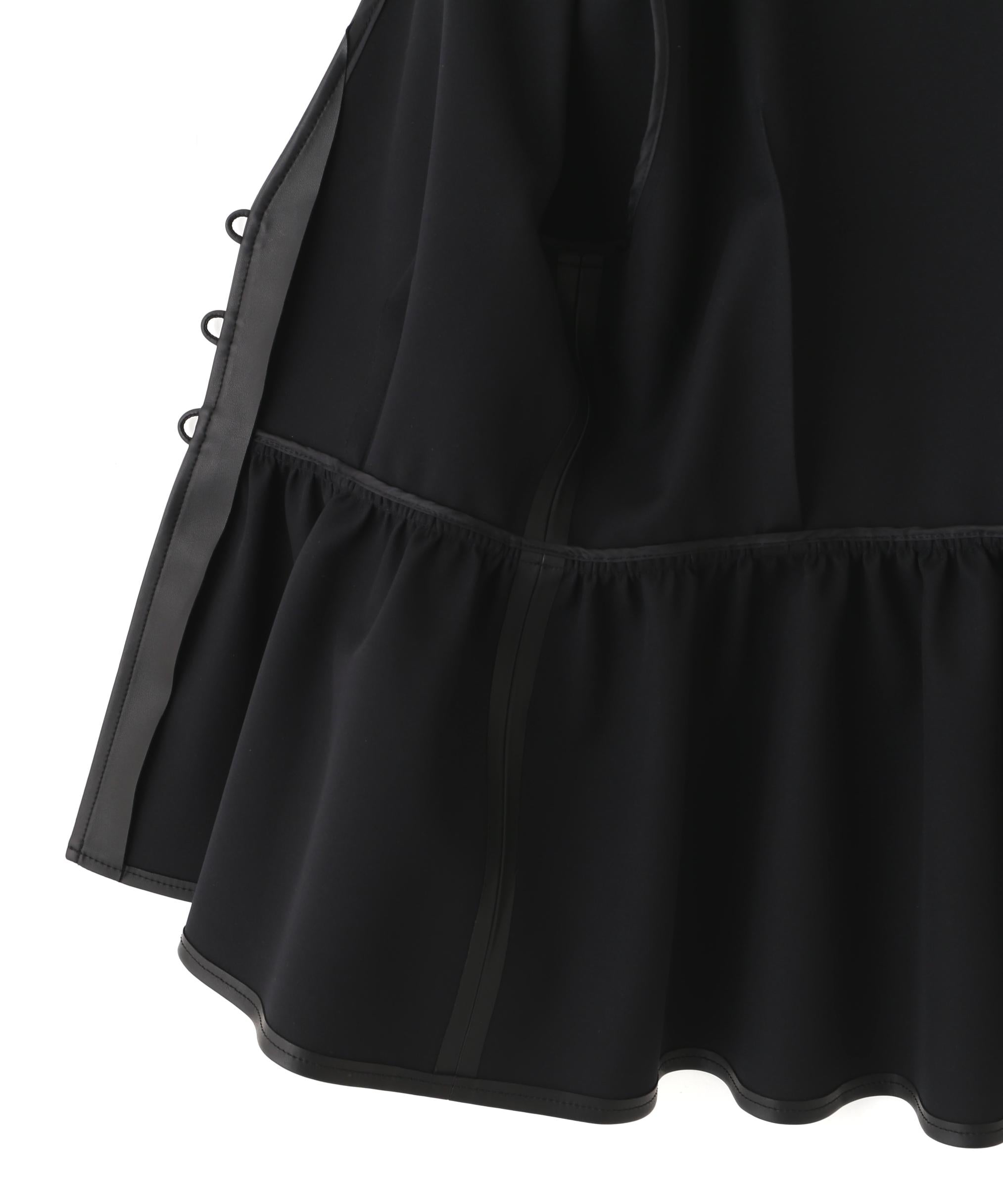 ◆フォーレザーペプラムブラウス ブラック