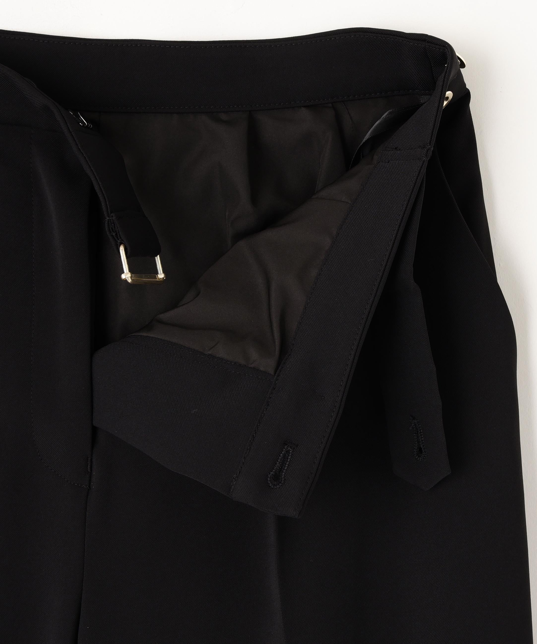 メタルディティールタックワイドパンツ ブラック