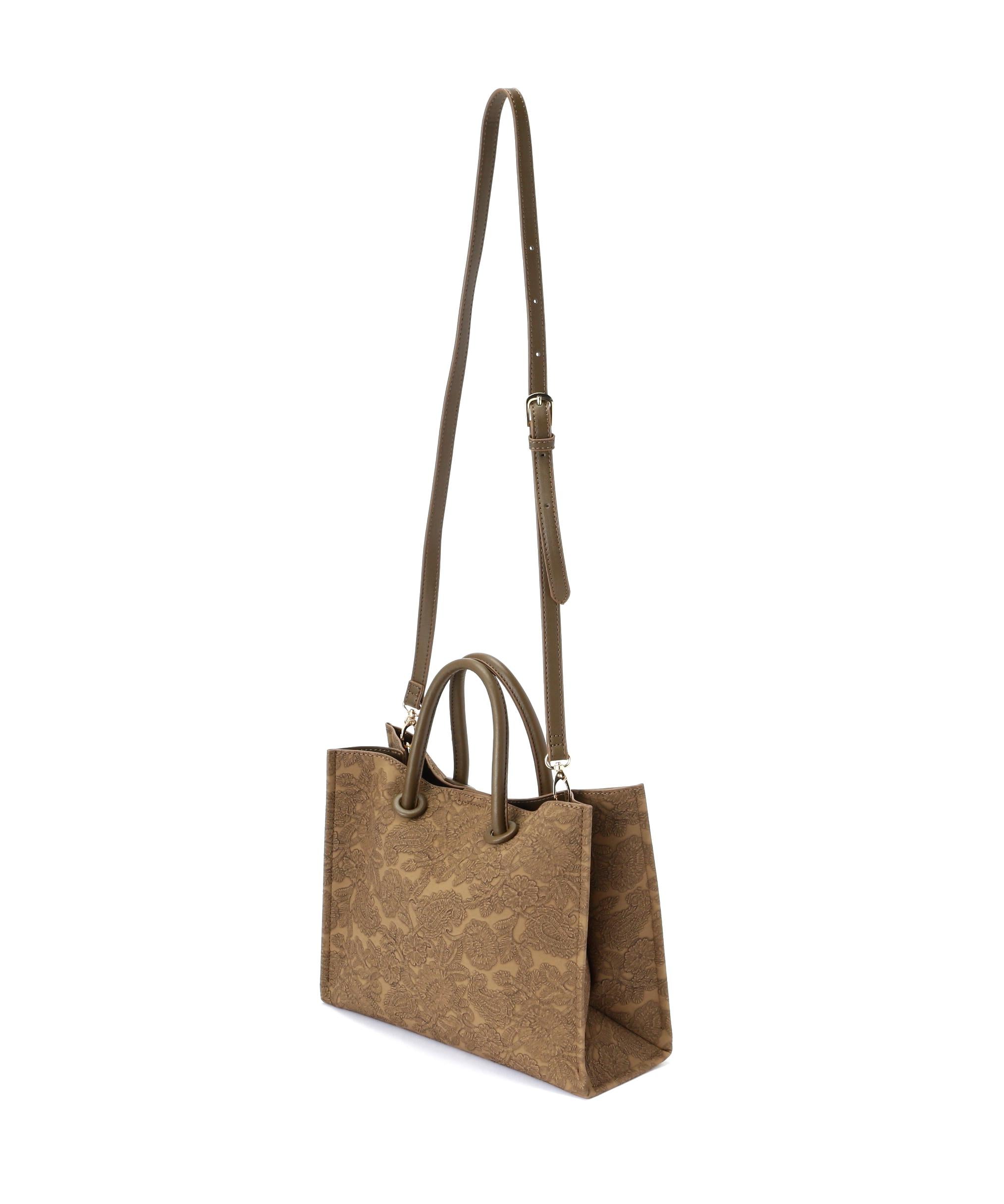 エンボスペイズリーバッグ ブラウン