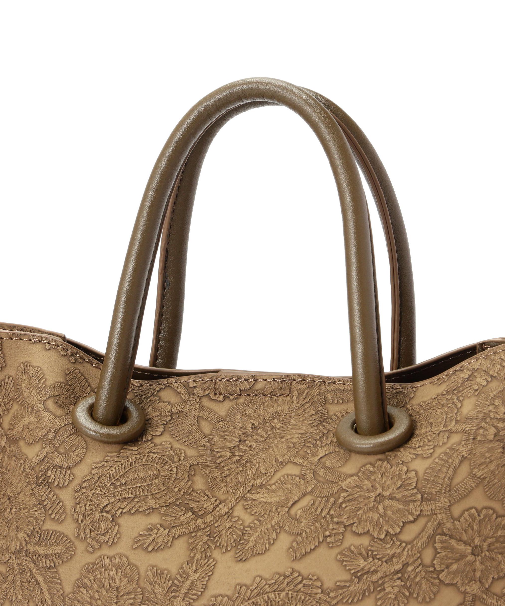 エンボスペイズリーバッグ ブラウン