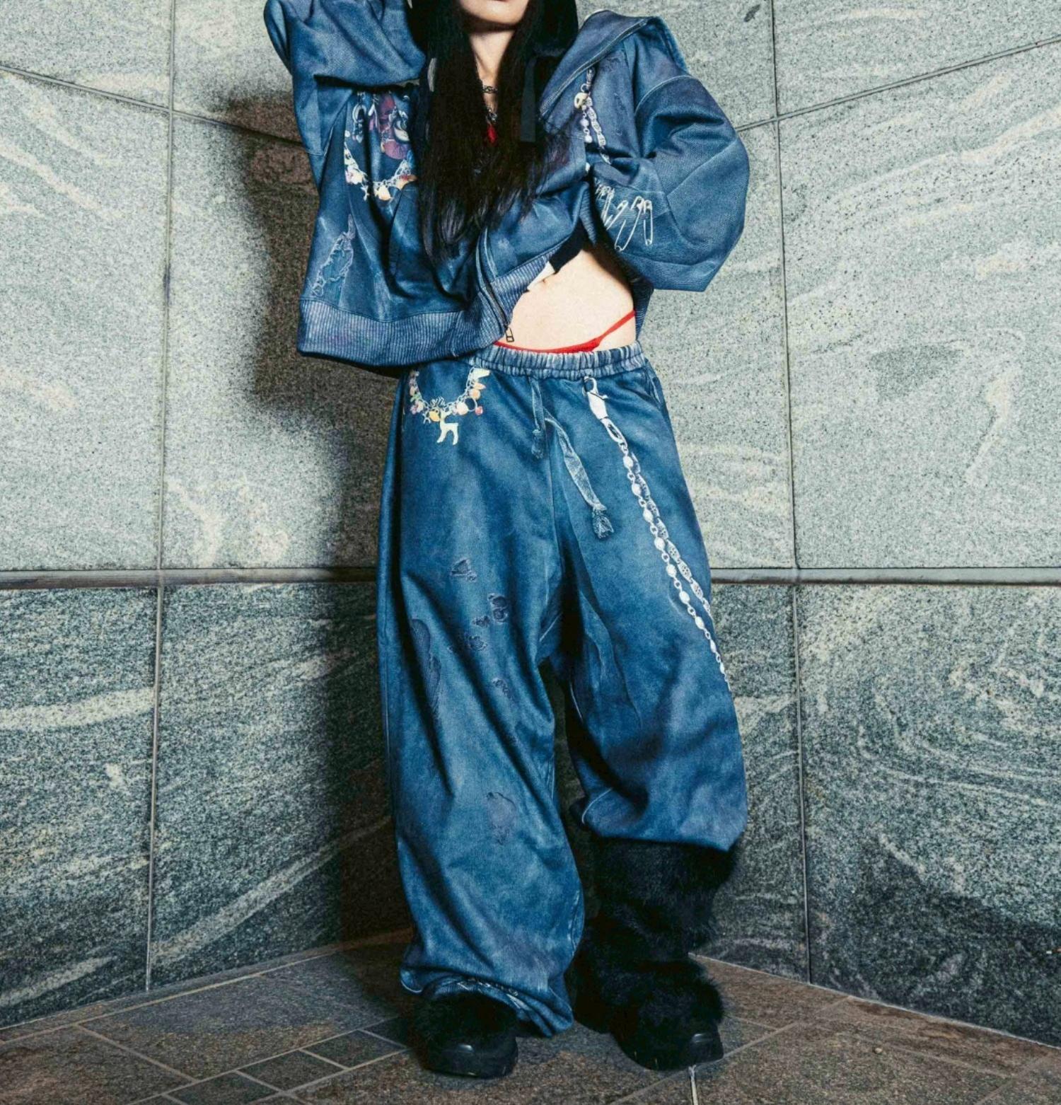 TALKING ABOUT THE ABSTRACTION/EX SWEAT ACC WIDE PT ブラック