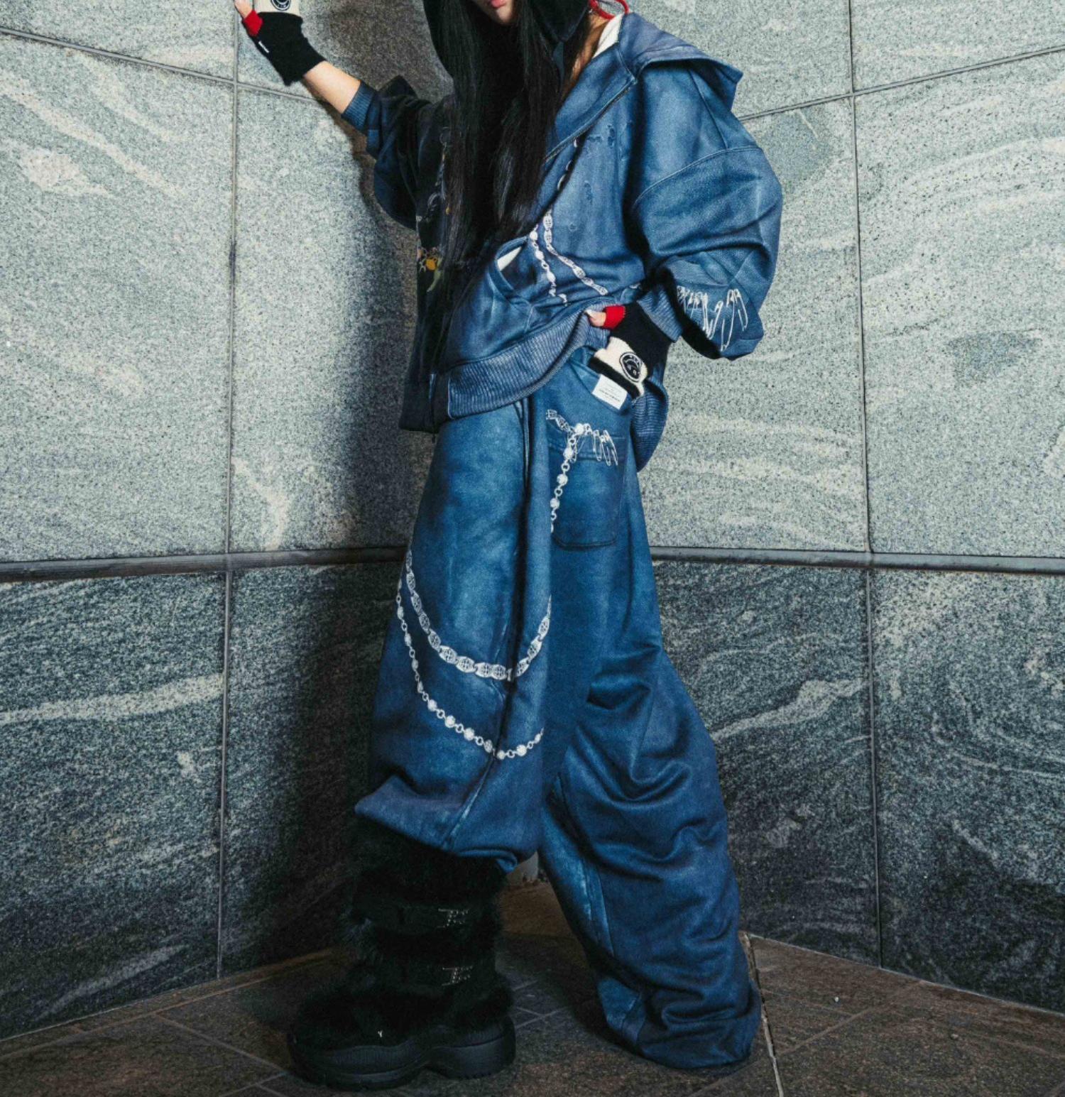 TALKING ABOUT THE ABSTRACTION/EX SWEAT ACC WIDE PT ブラック