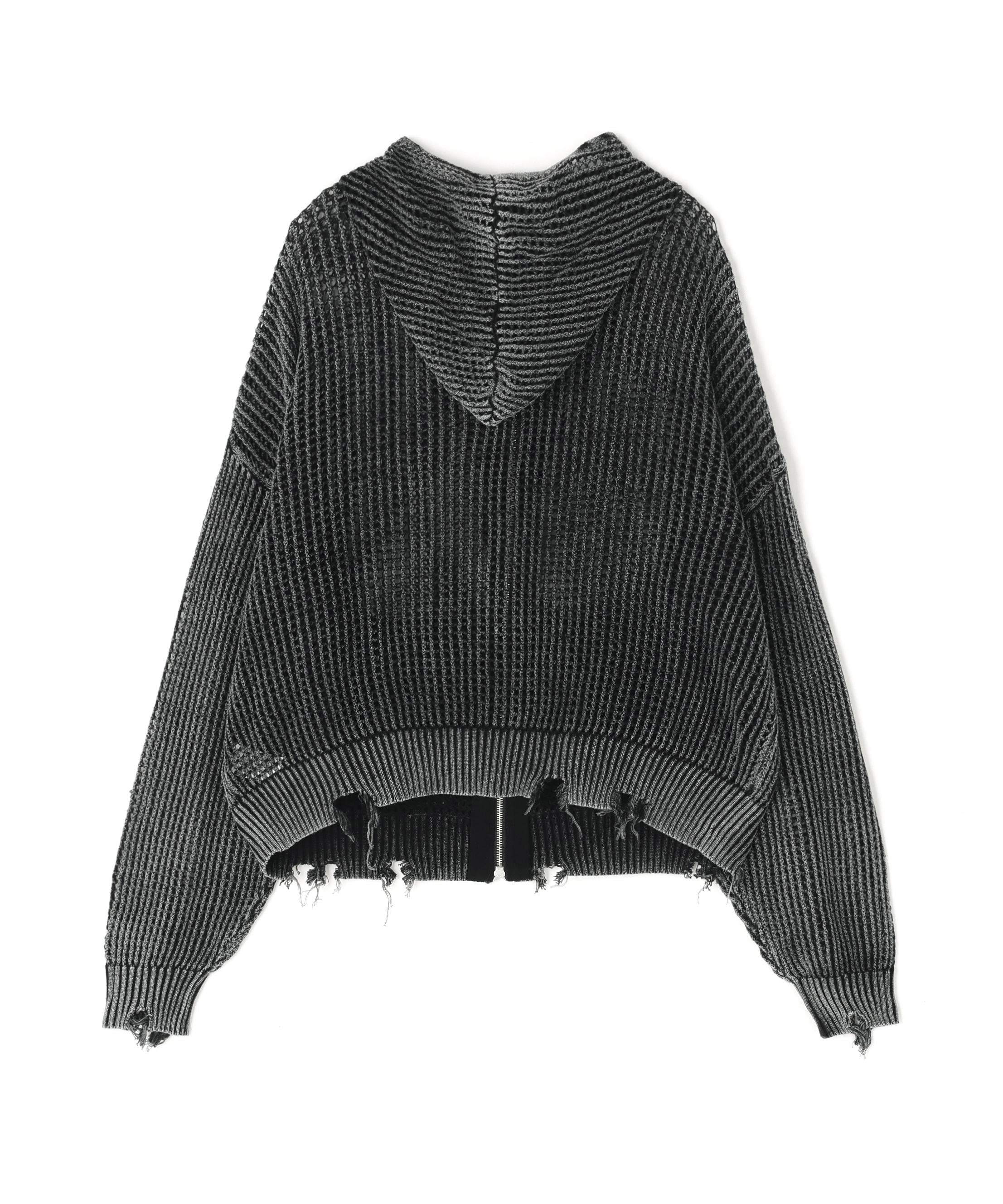 DankeSchon/ダンケシェーン/ACID WASH MESH HOODIE ブラック