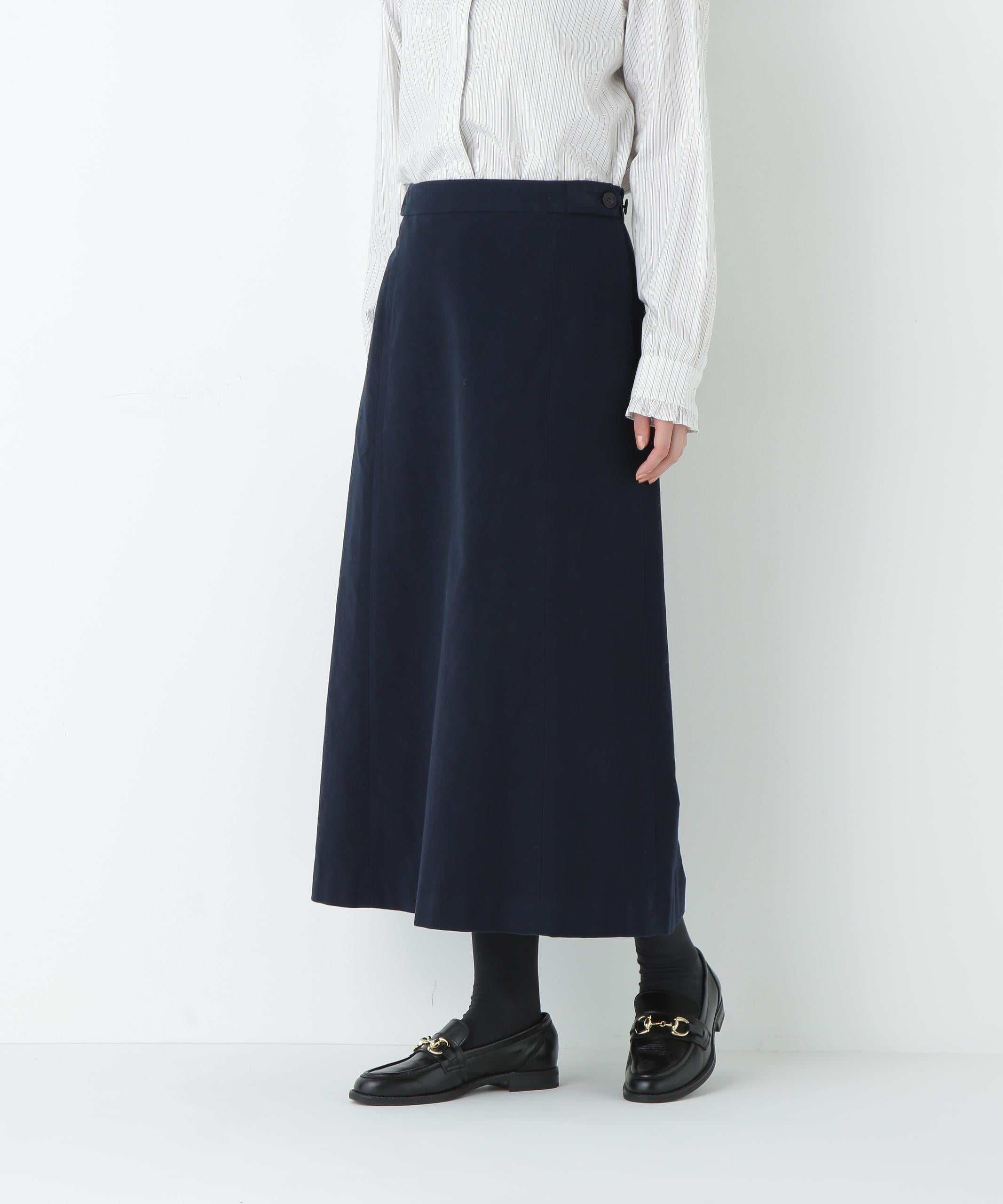 ライトモールスキンAラインスカート ネイビー