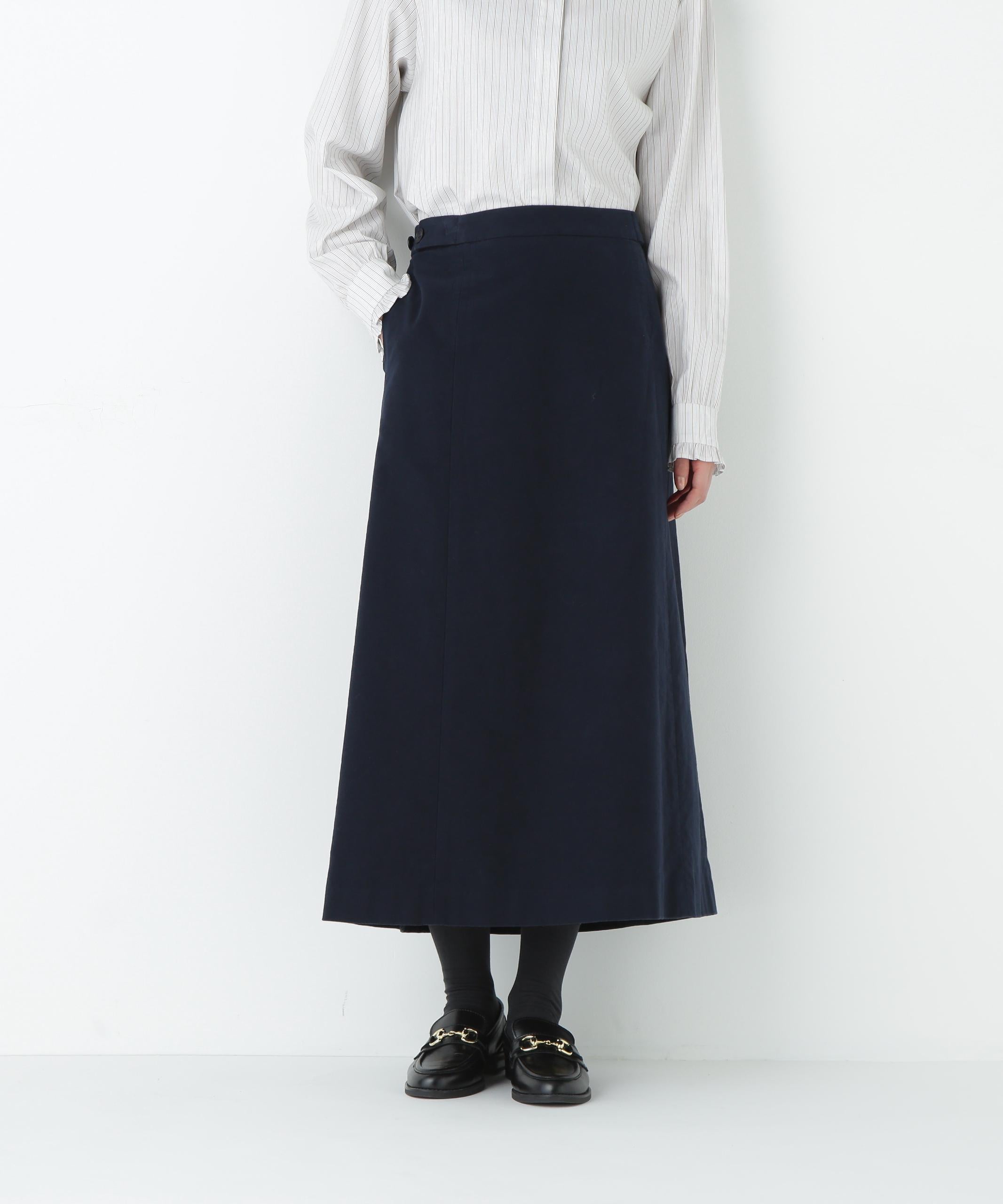 ライトモールスキンAラインスカート ネイビー