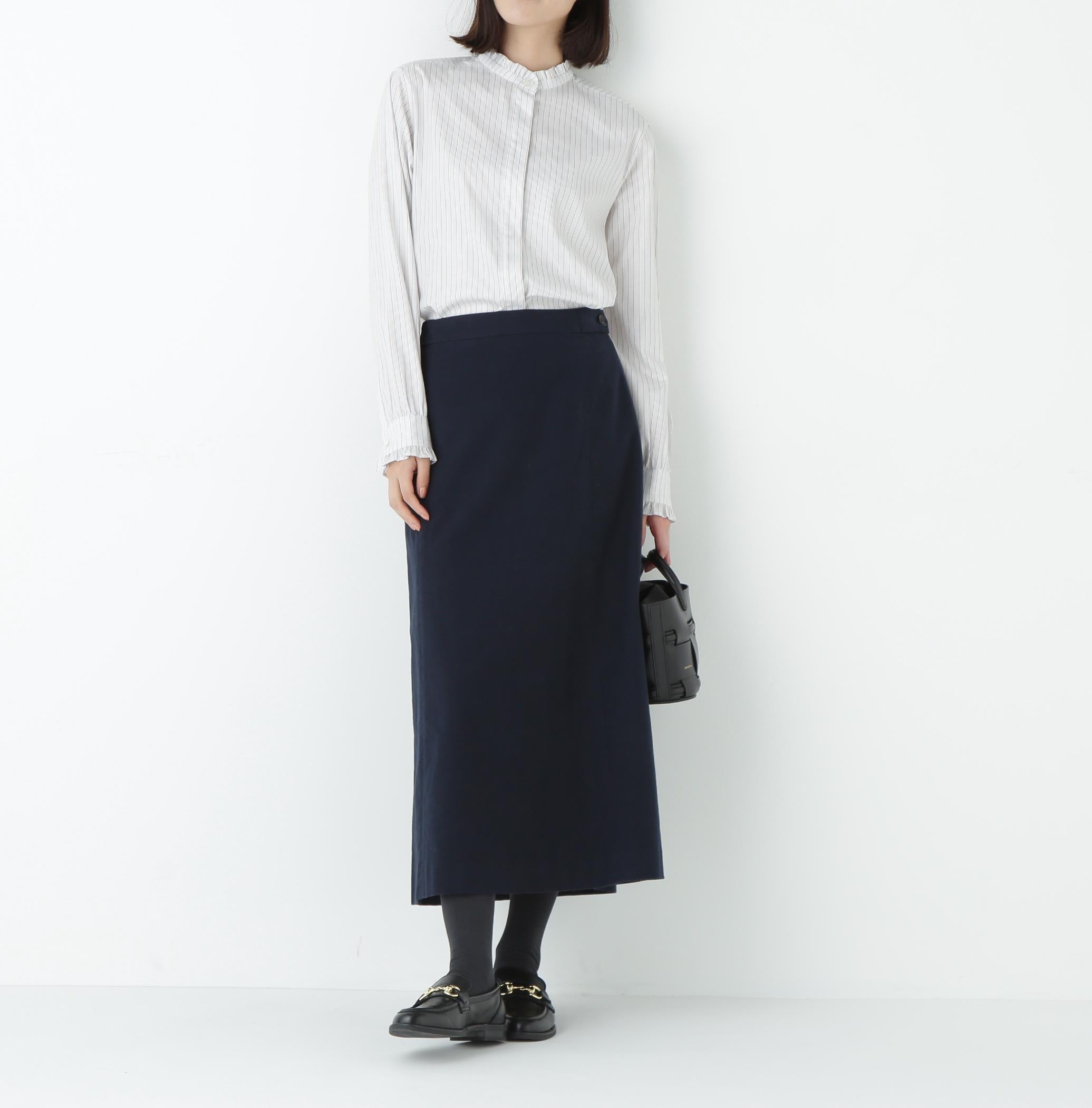 ライトモールスキンAラインスカート ネイビー