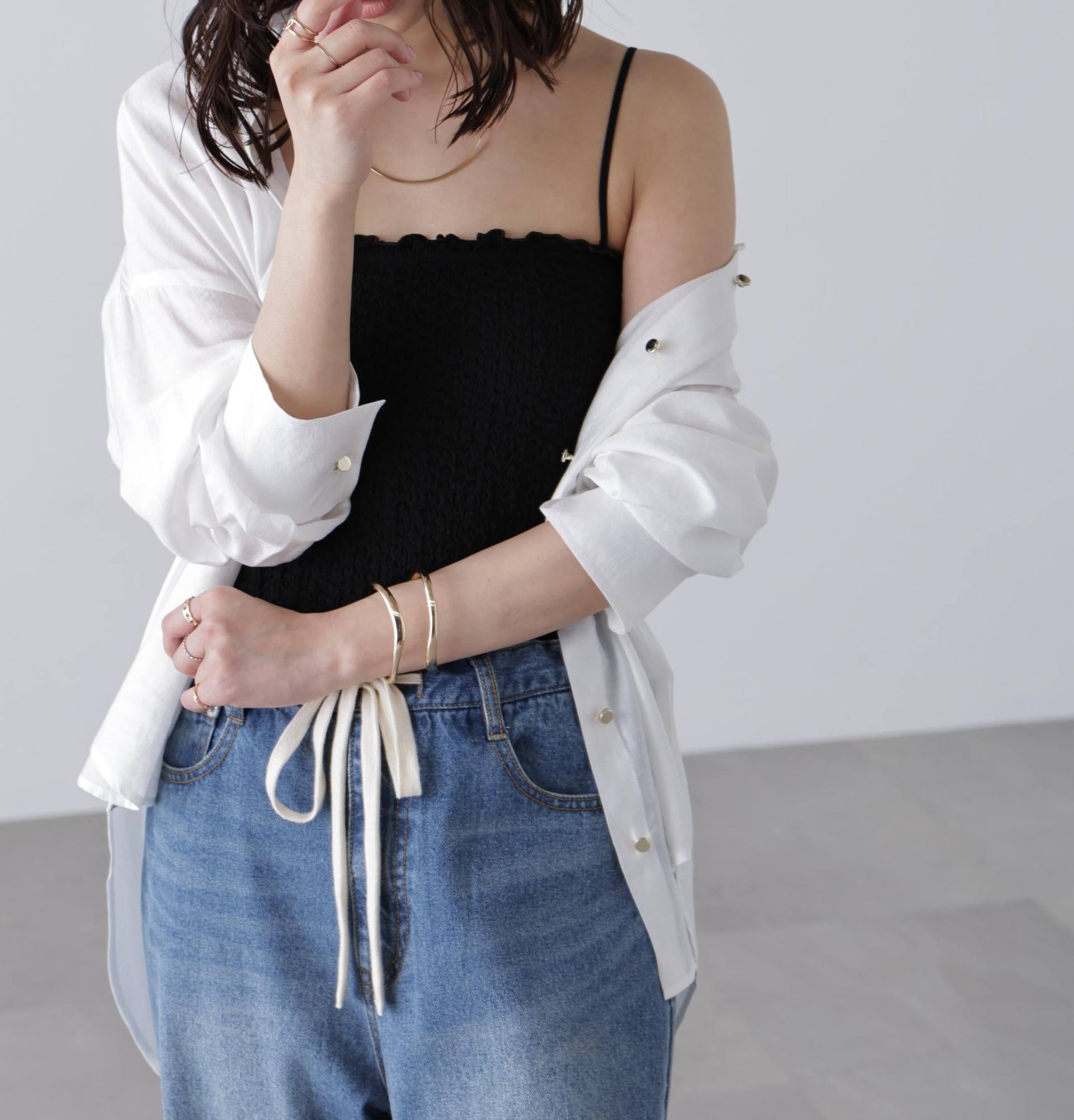 カップ付ぽこぽこキャミソール クロ