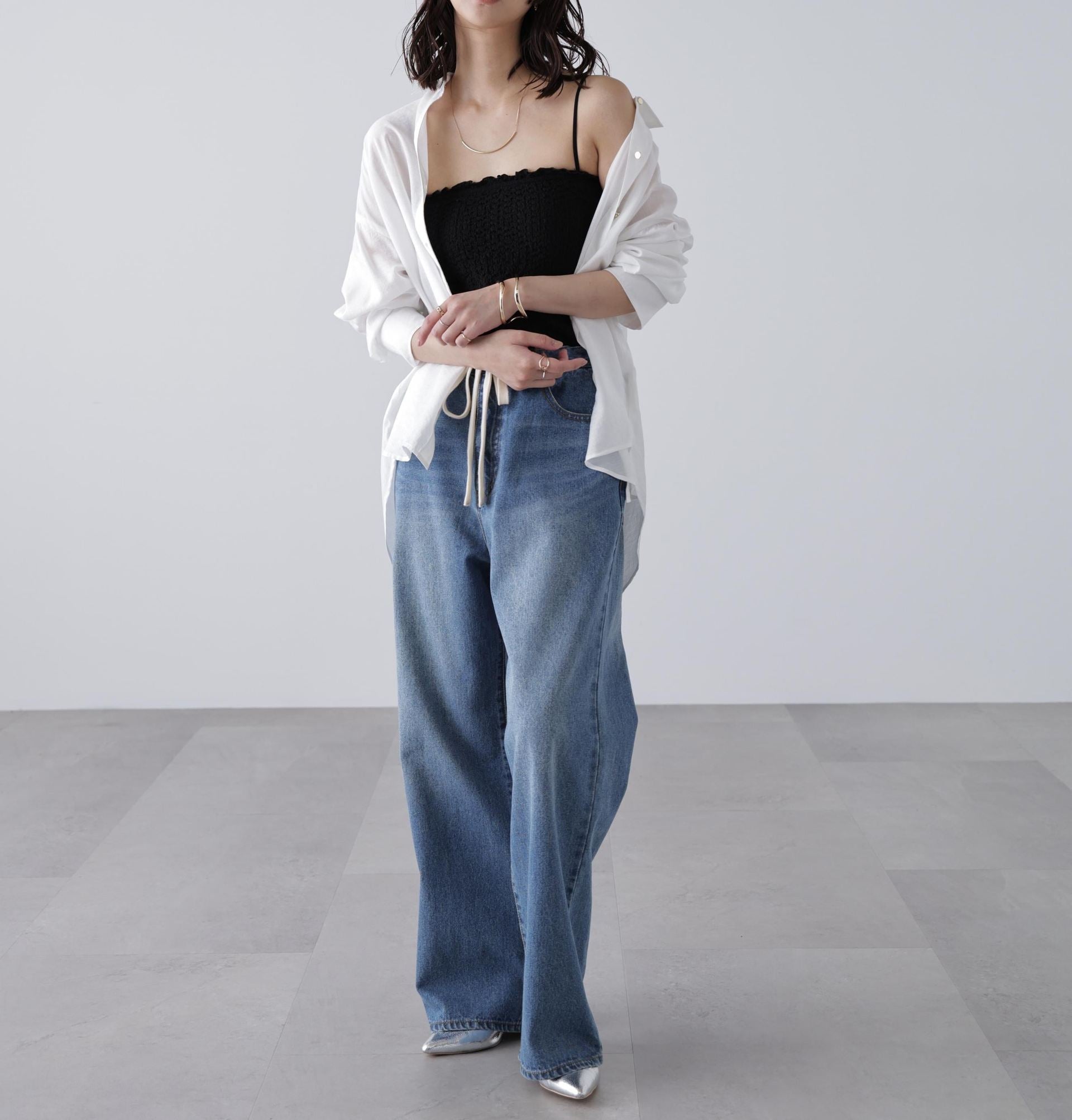 カップ付ぽこぽこキャミソール クロ