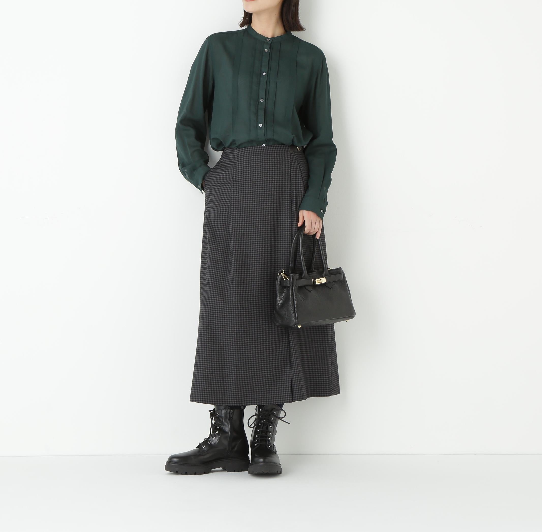 先染めチェックキルト風スカート グレーギンガムチェック3