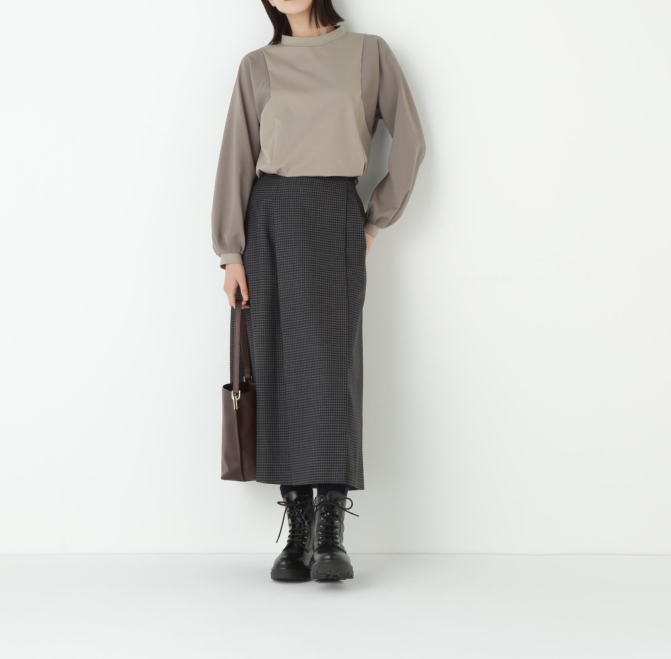 先染めチェックキルト風スカート グレーギンガムチェック3