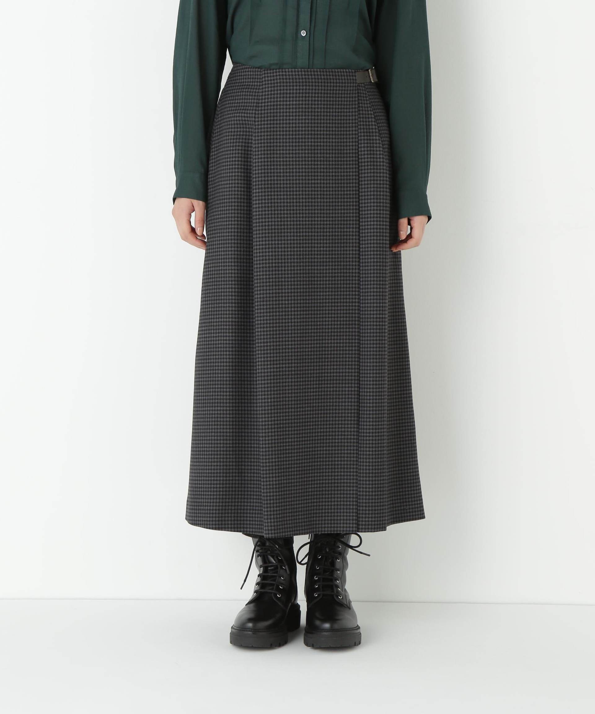 先染めチェックキルト風スカート グレーギンガムチェック3