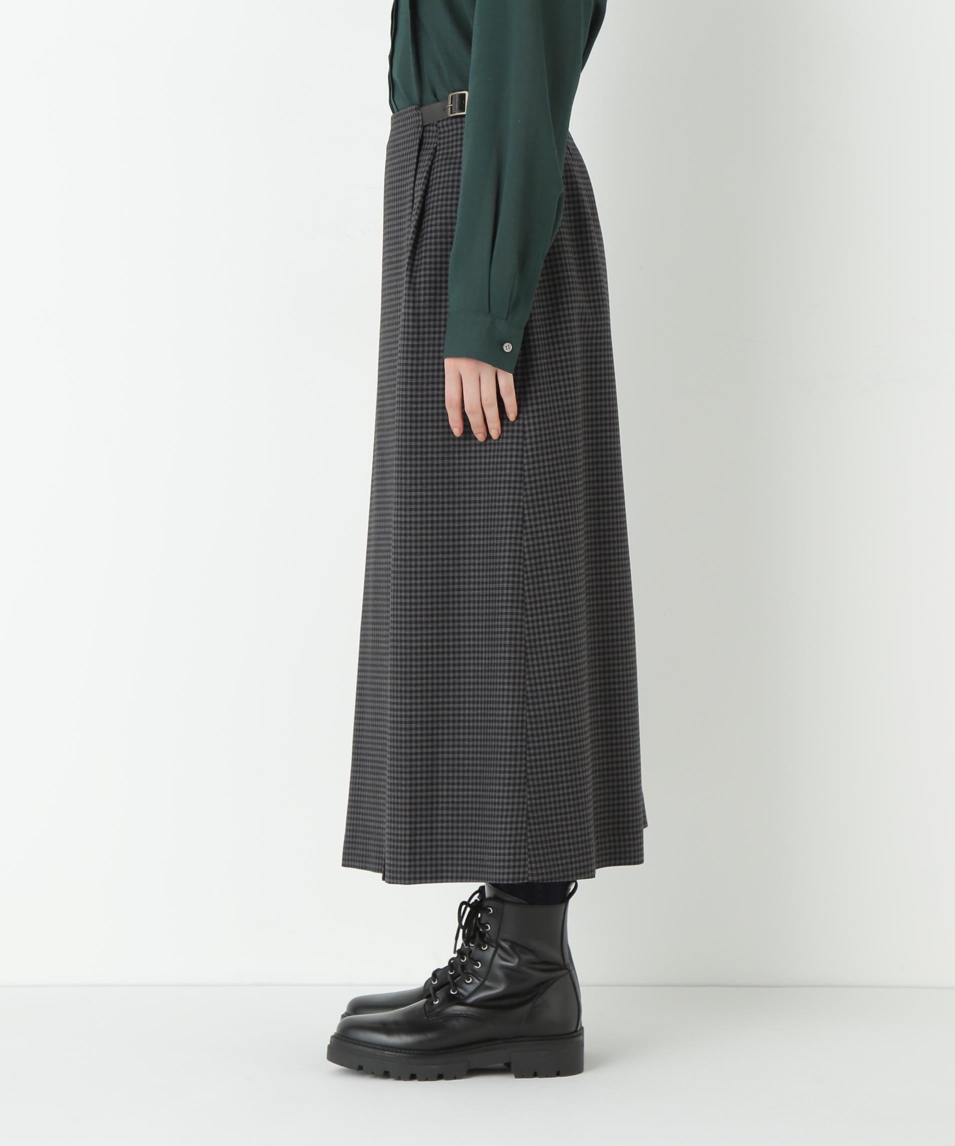 先染めチェックキルト風スカート グレーギンガムチェック3