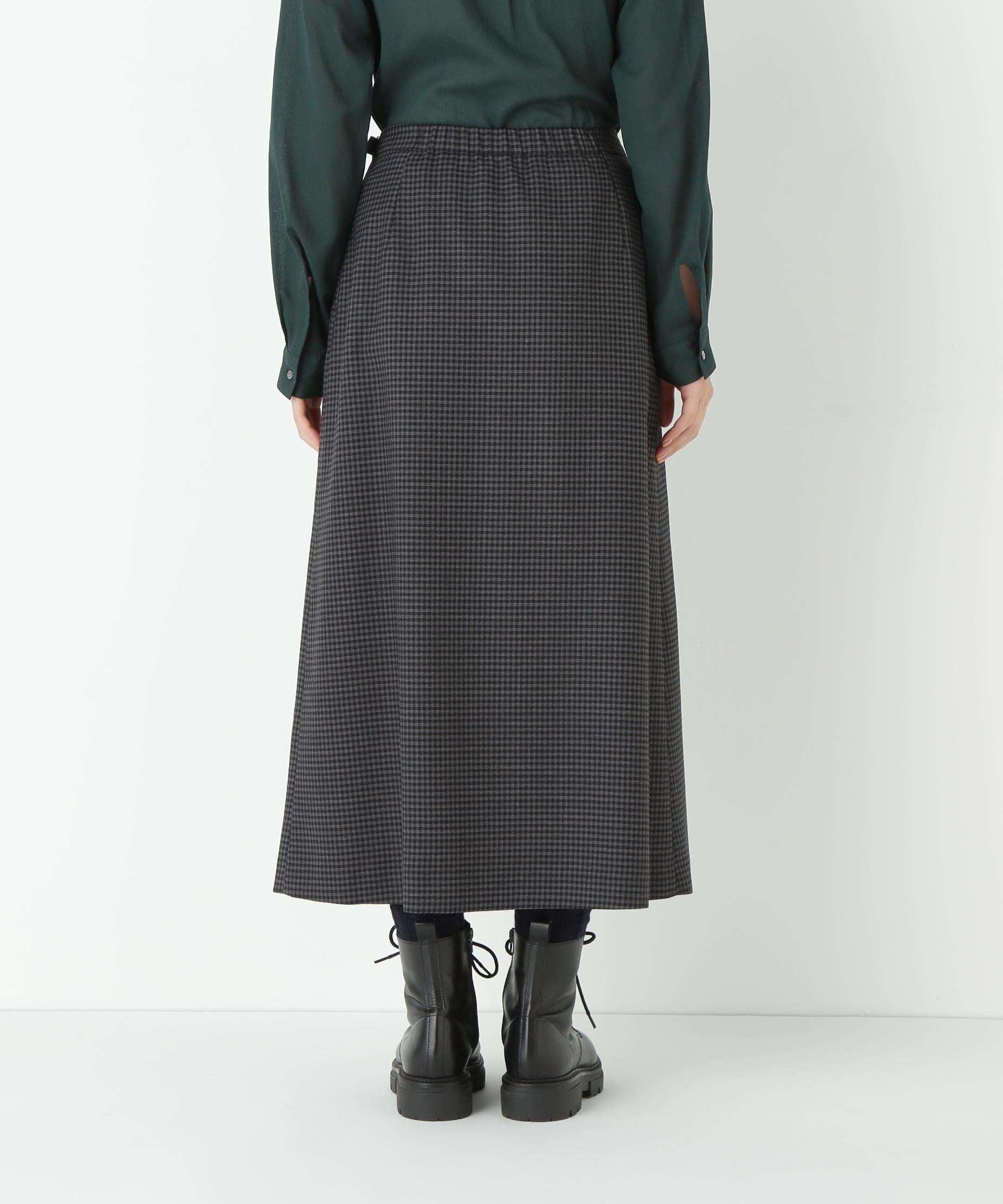 先染めチェックキルト風スカート グレーギンガムチェック3